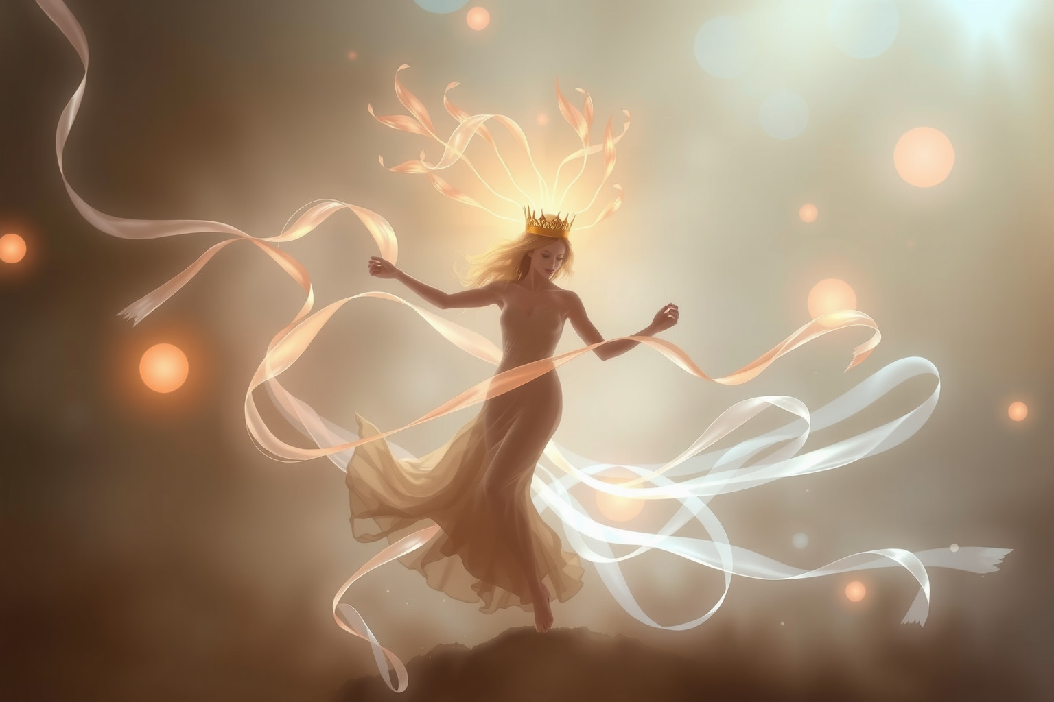 Sognare la danza con corona simboleggia potere dinamico interiore.