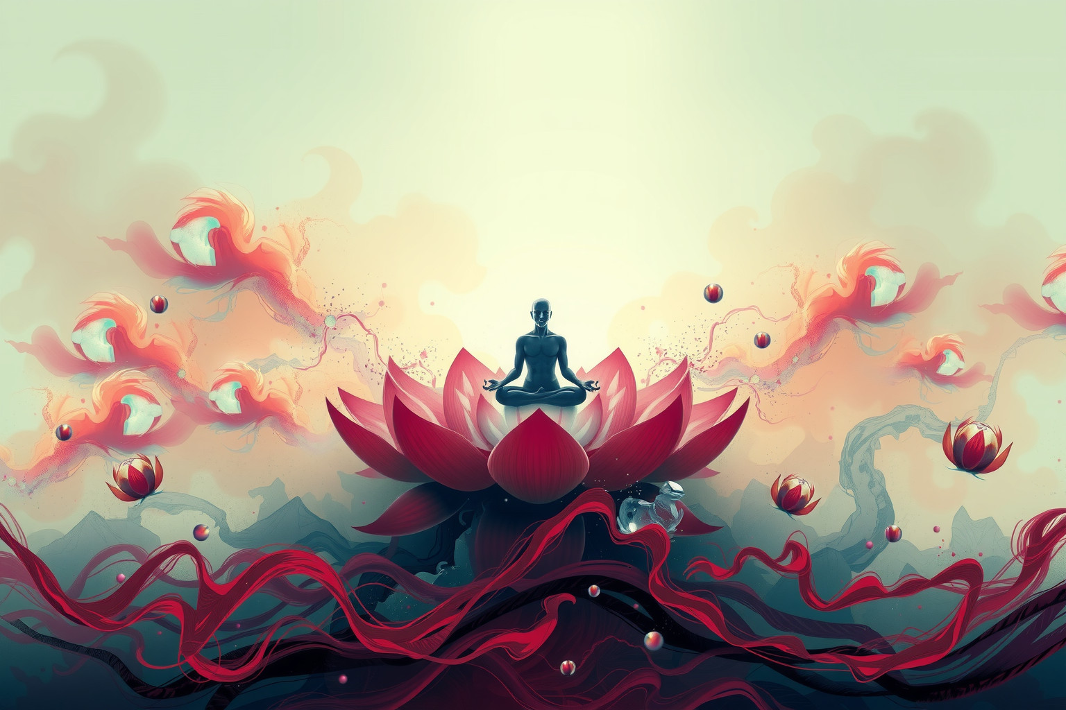 Sognare meditazione nel caos riflette ricerca di pace interiore intensa.