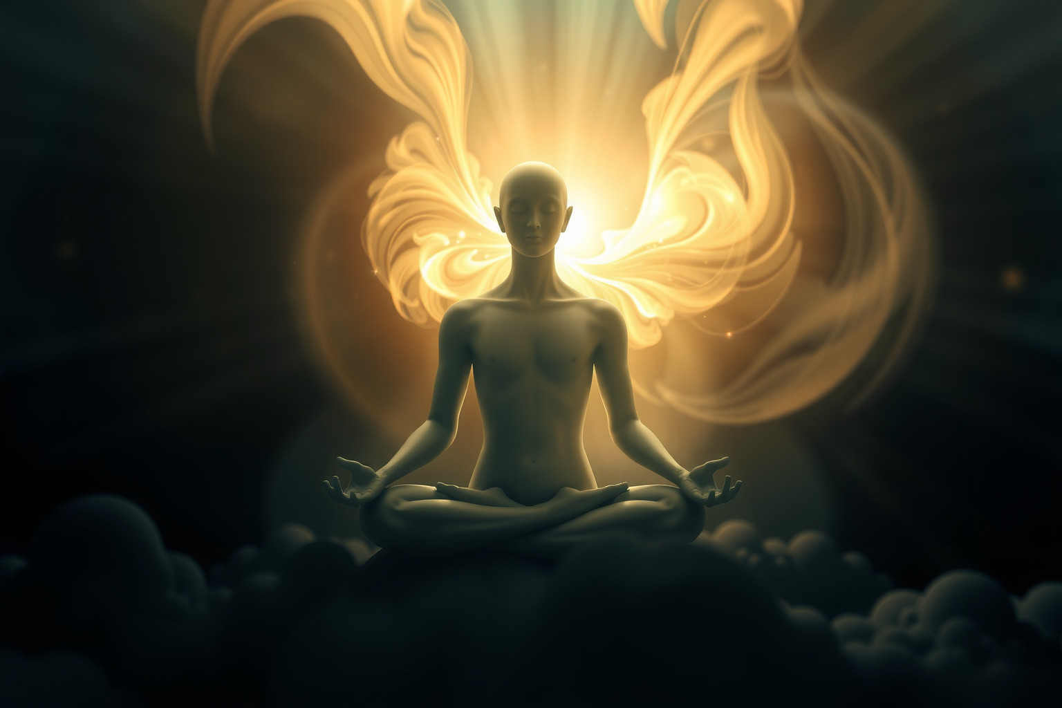 Sognare meditare al buio simboleggia ricerca interiore profonda.