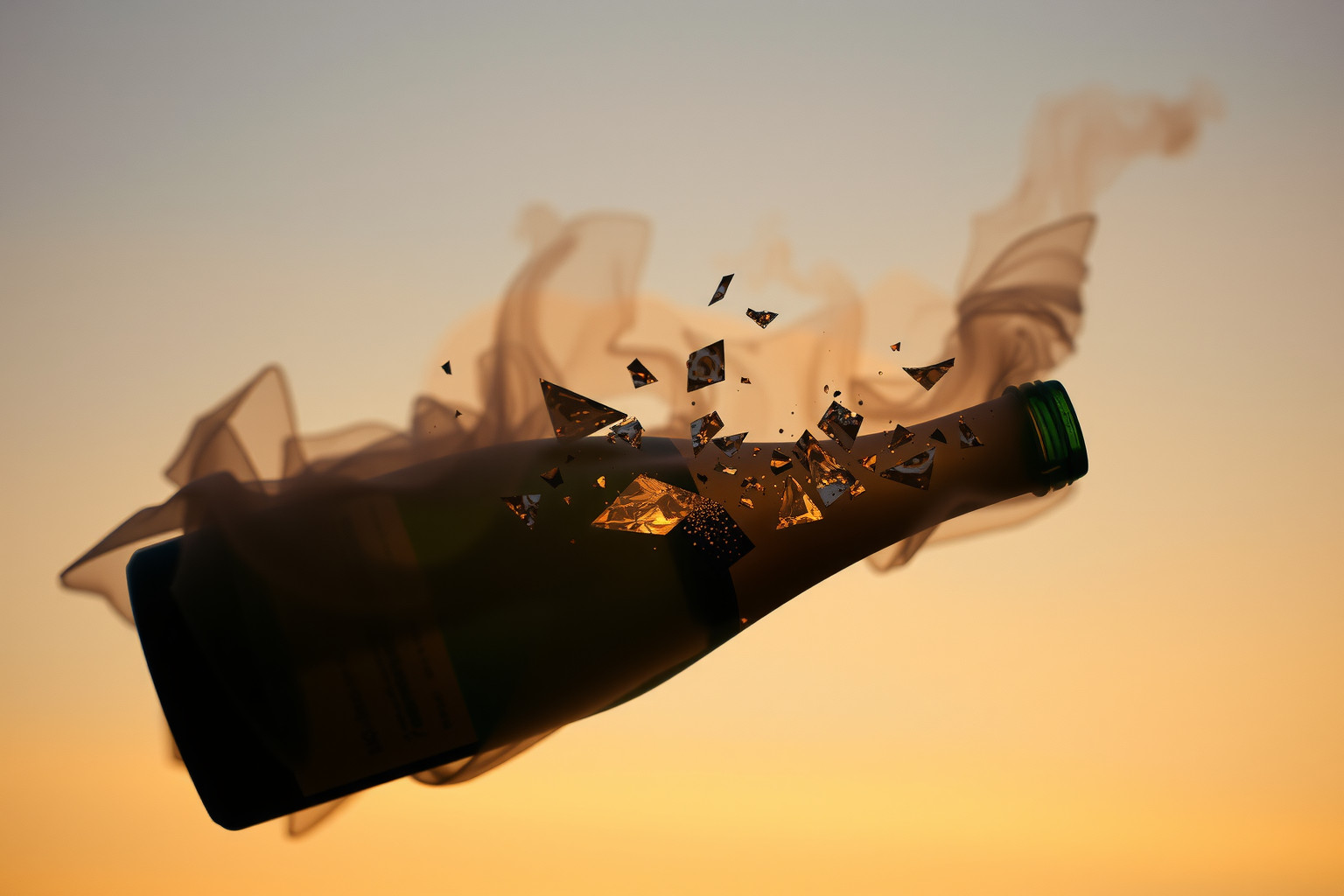 Sognare bottiglia champagne rotta simboleggia perdita e delusione imminente.