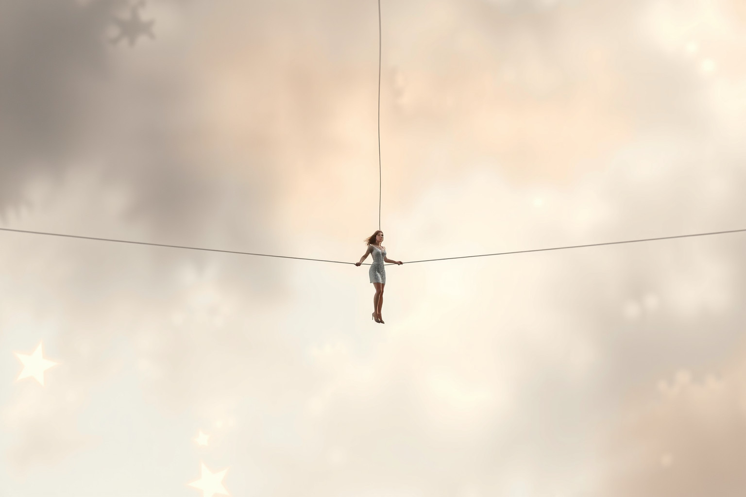 Sognare un funambolo che cade riflette paura di perdere equilibrio.