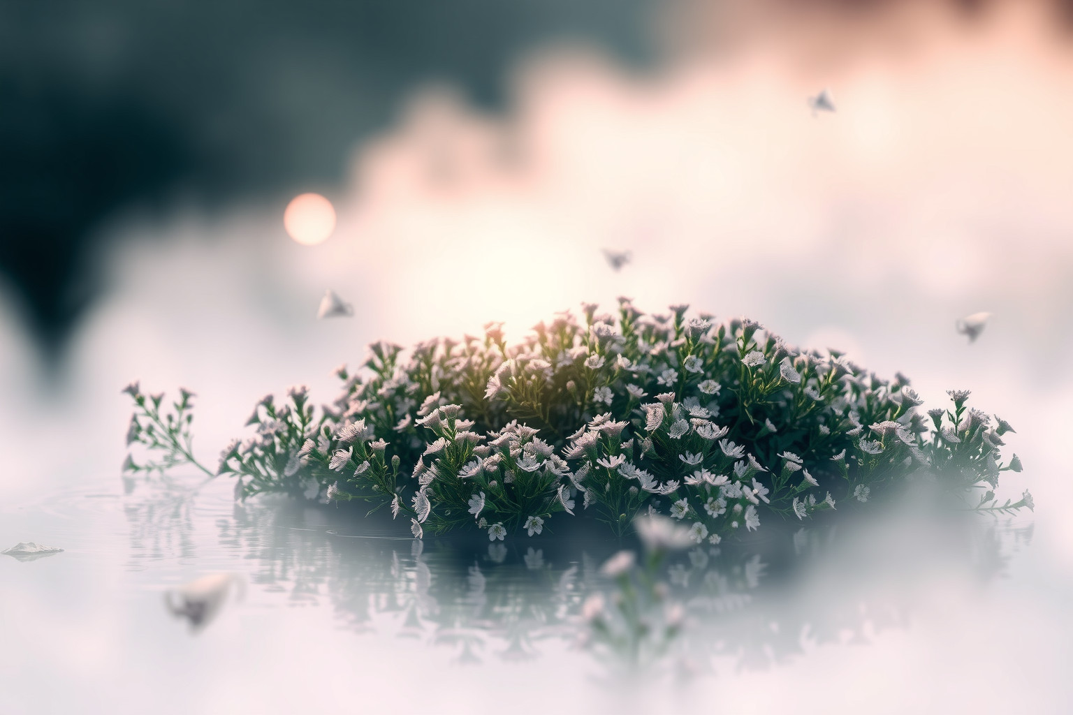 Sognare fiori di brughiera vicino acqua simboleggia emozioni profonde.