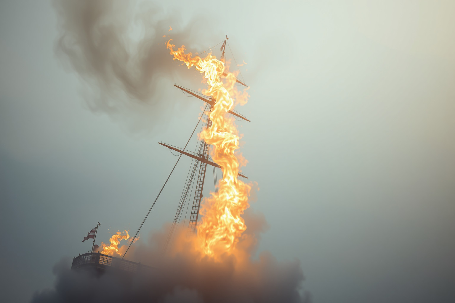 Sognare l’albero maestro in fiamme simboleggia metamorfosi e crisi profonde.