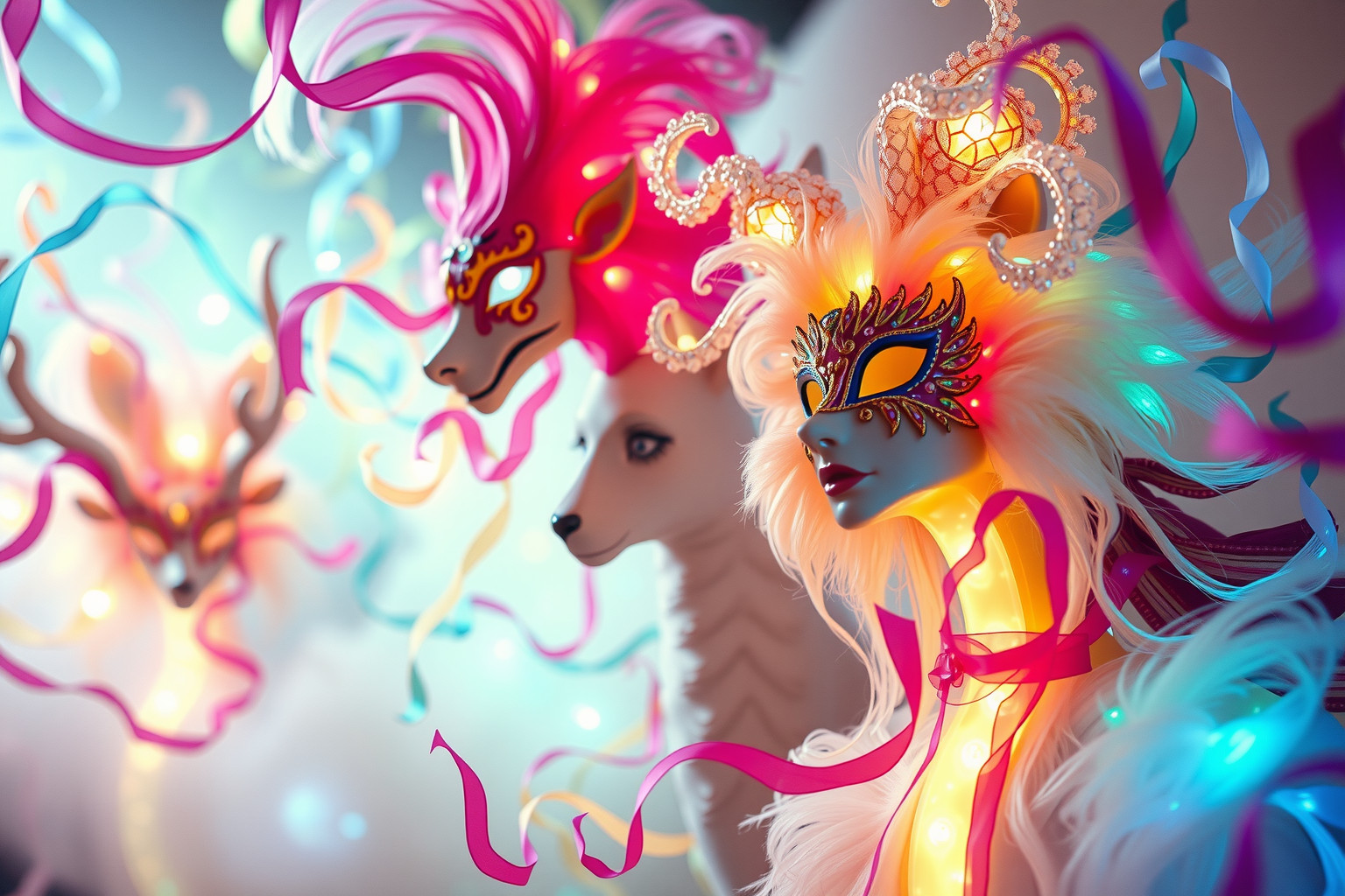 Sognare animali al carnevale simboleggia istinti nascosti e libertà.
