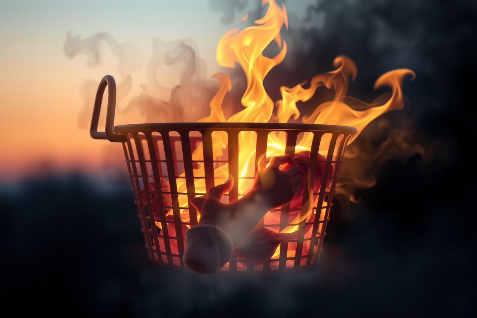 Sognare il cesto in fiamme rivela tensioni emotive nascoste.