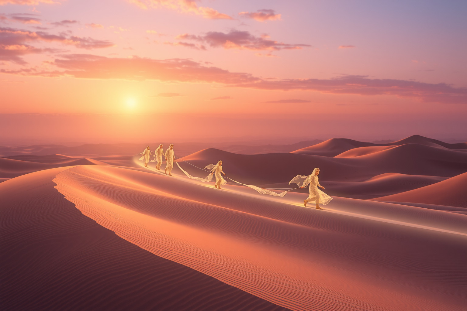 Sognare un caravan nel deserto simboleggia viaggio e unione sociale.