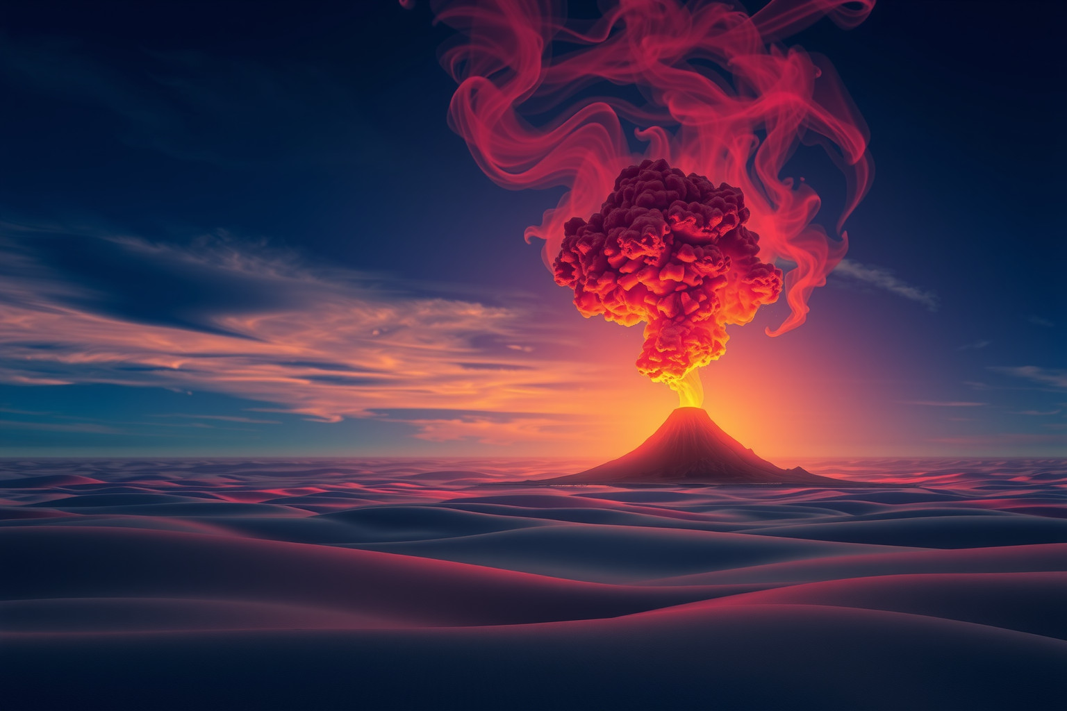 Sognare deserto e vulcano simboleggia passioni interiori nascoste.