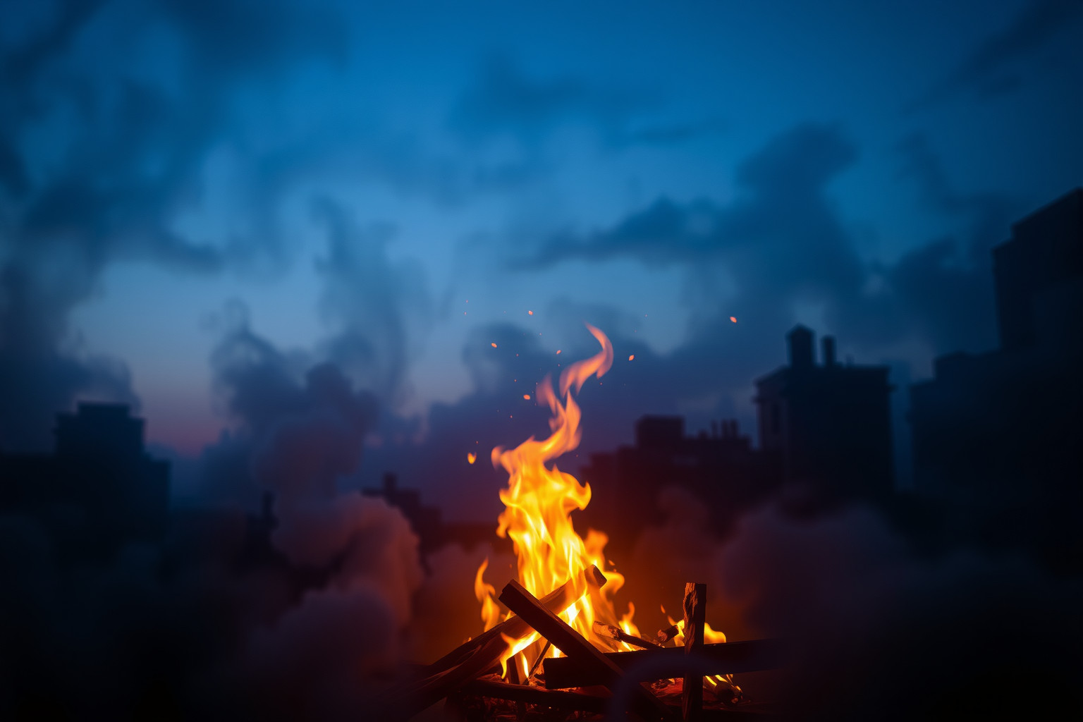 Sognare fuoco di veglia urbano indica desiderio di connessione sociale.