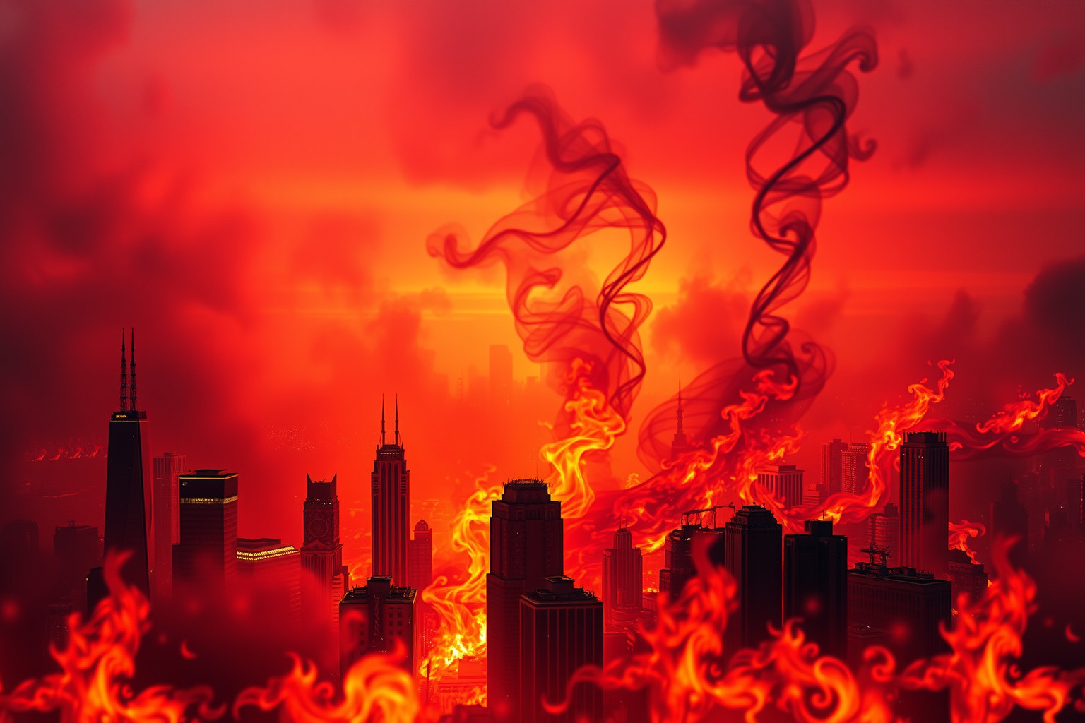 Sognare incendio cittadino con cielo rosso simboleggia emozioni intense.