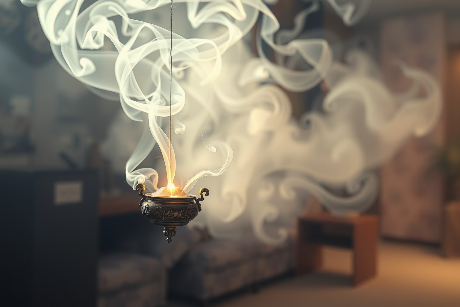 Sognare un incensiere che cade indica perdita di controllo emotivo.