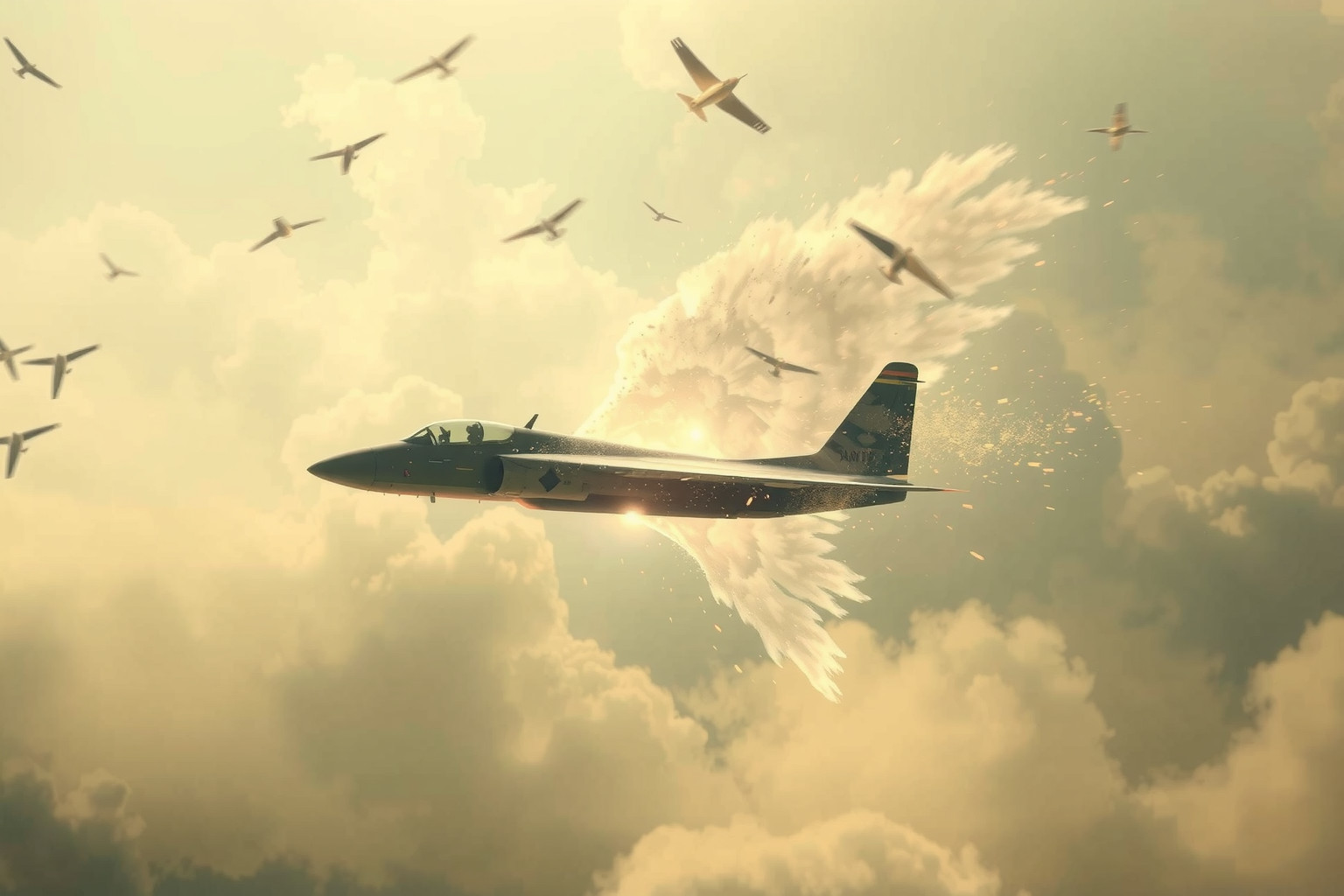 Sognare un incidente con aereo militare indica conflitti interiori e paure.