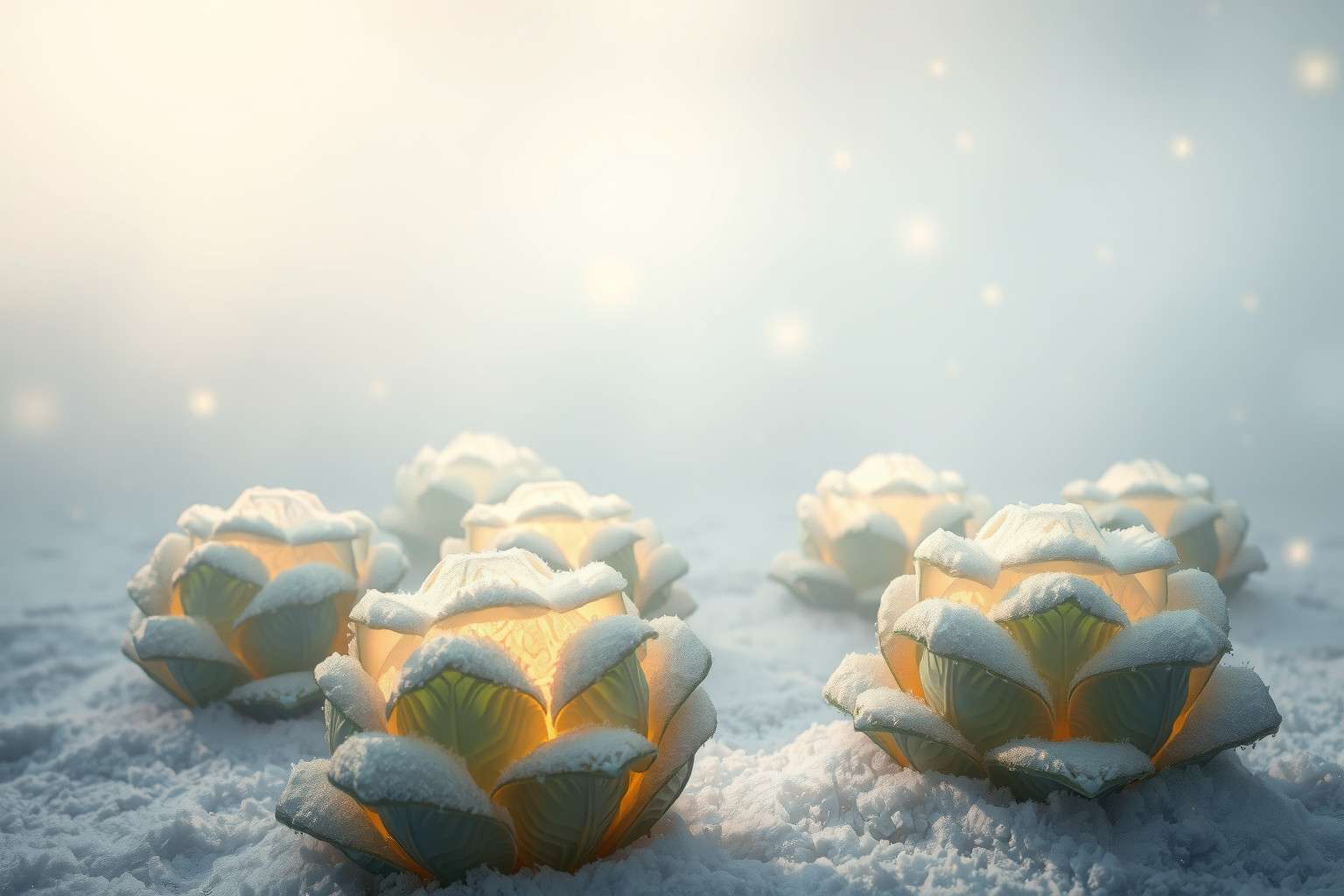 Sognare cavoli innevati simboleggia ostacoli nascosti e trasformazioni profonde.