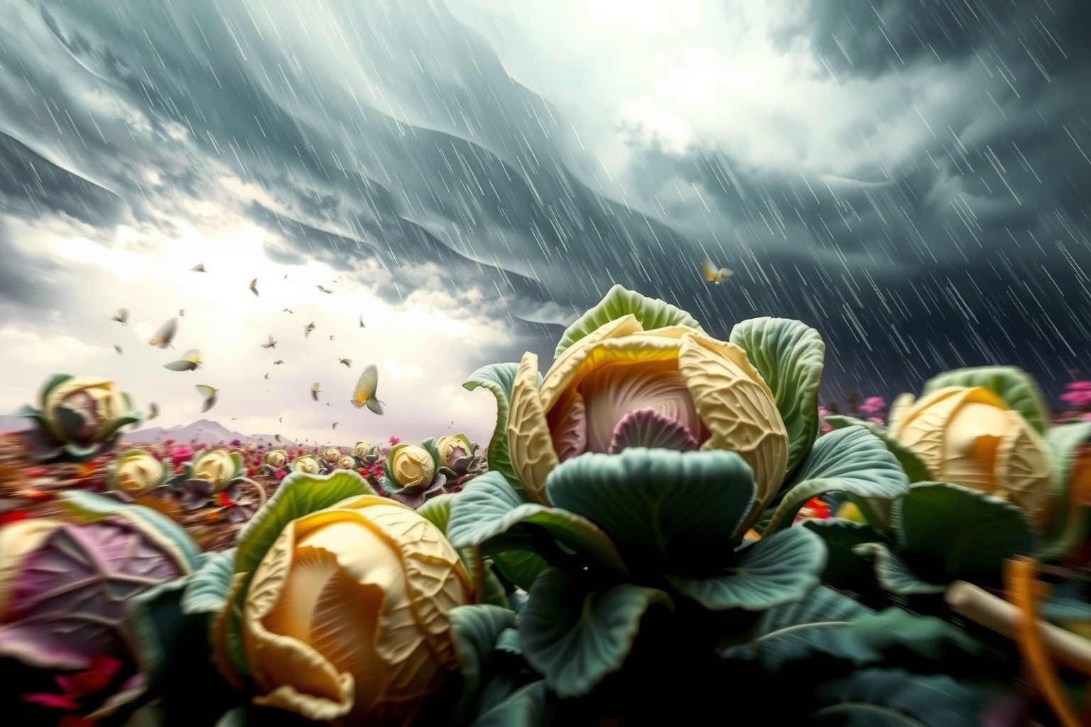 Sognare cavoli distrutti indica paure di perdita e fallimento imminente.