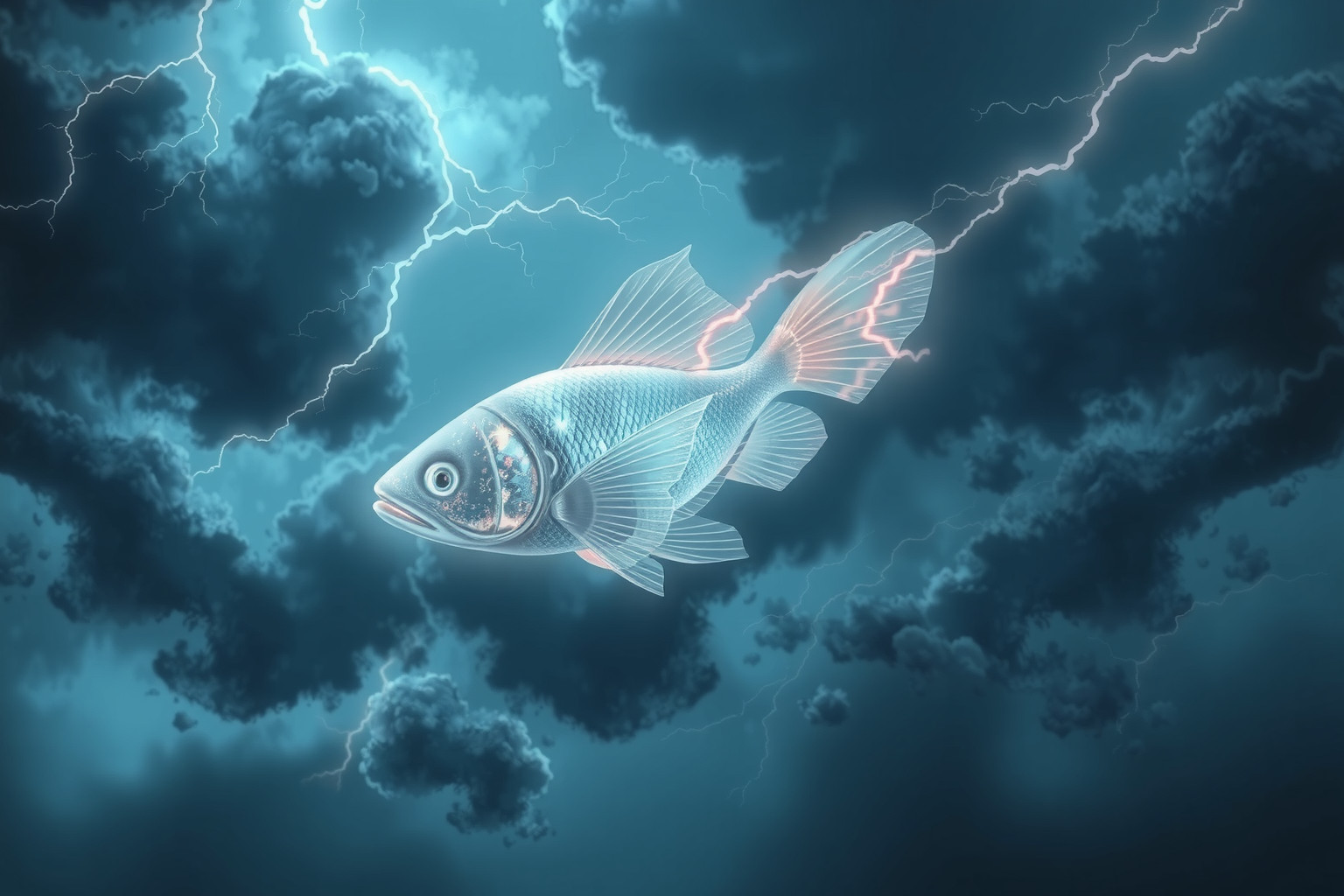 Sognare pesce volante in tempesta simboleggia sfide e speranze.