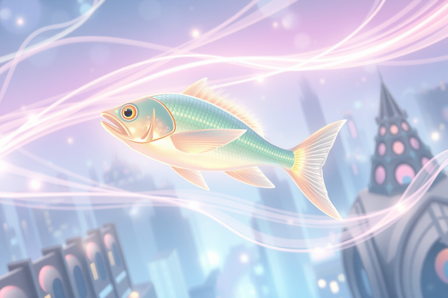 Nel futuro, il pesce volante simboleggia innovazione e libertà.