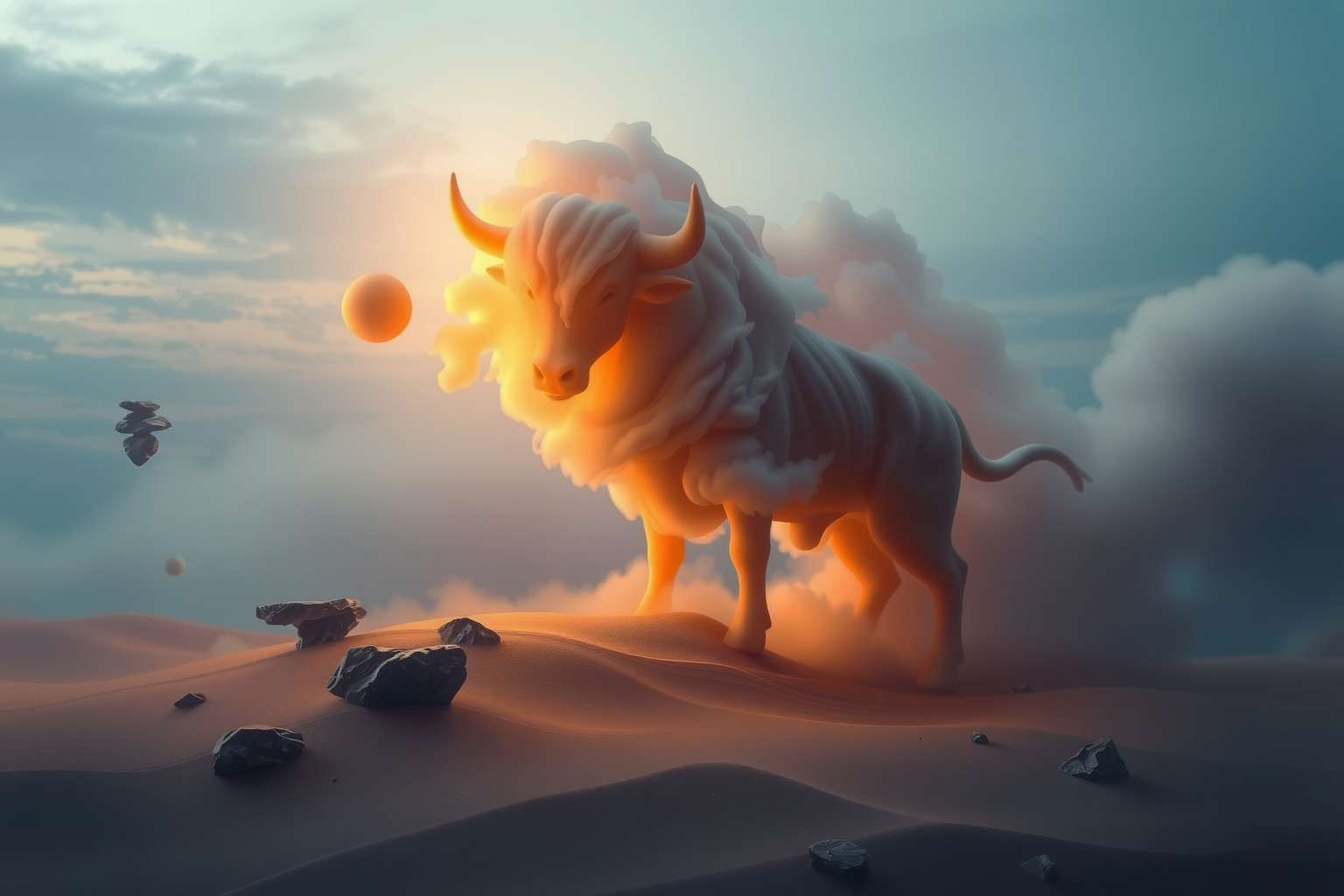 Sognare un toro calmo simboleggia pace interiore e stabilità economica.
