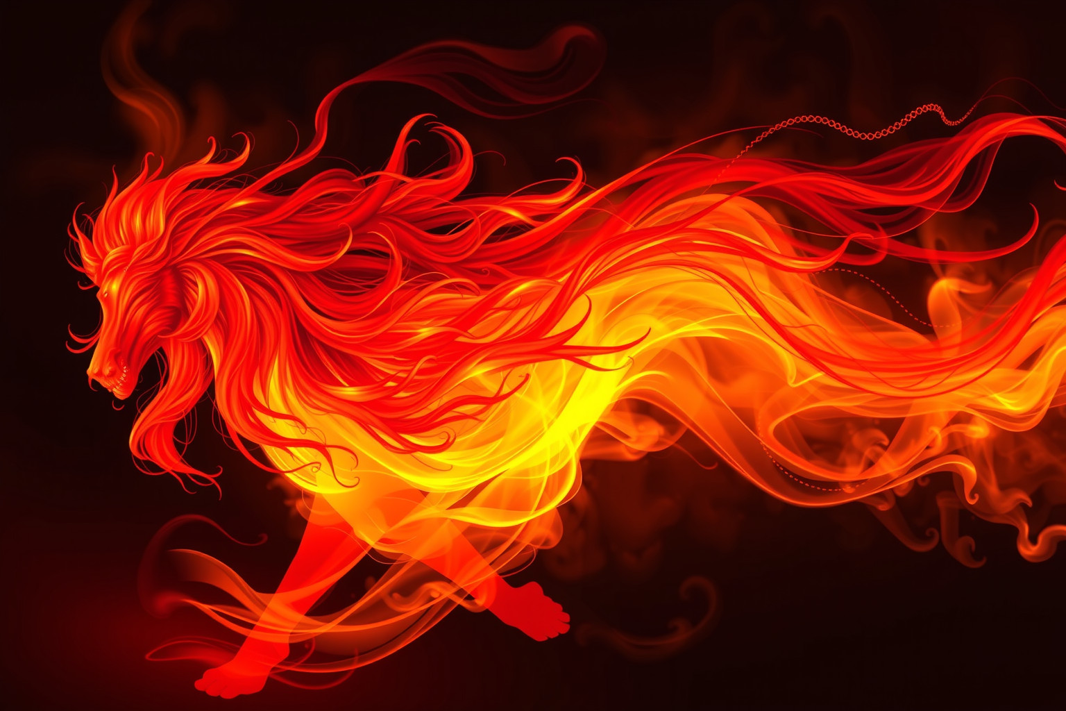 Sognare una criniera in fiamme simboleggia passione travolgente e caos.