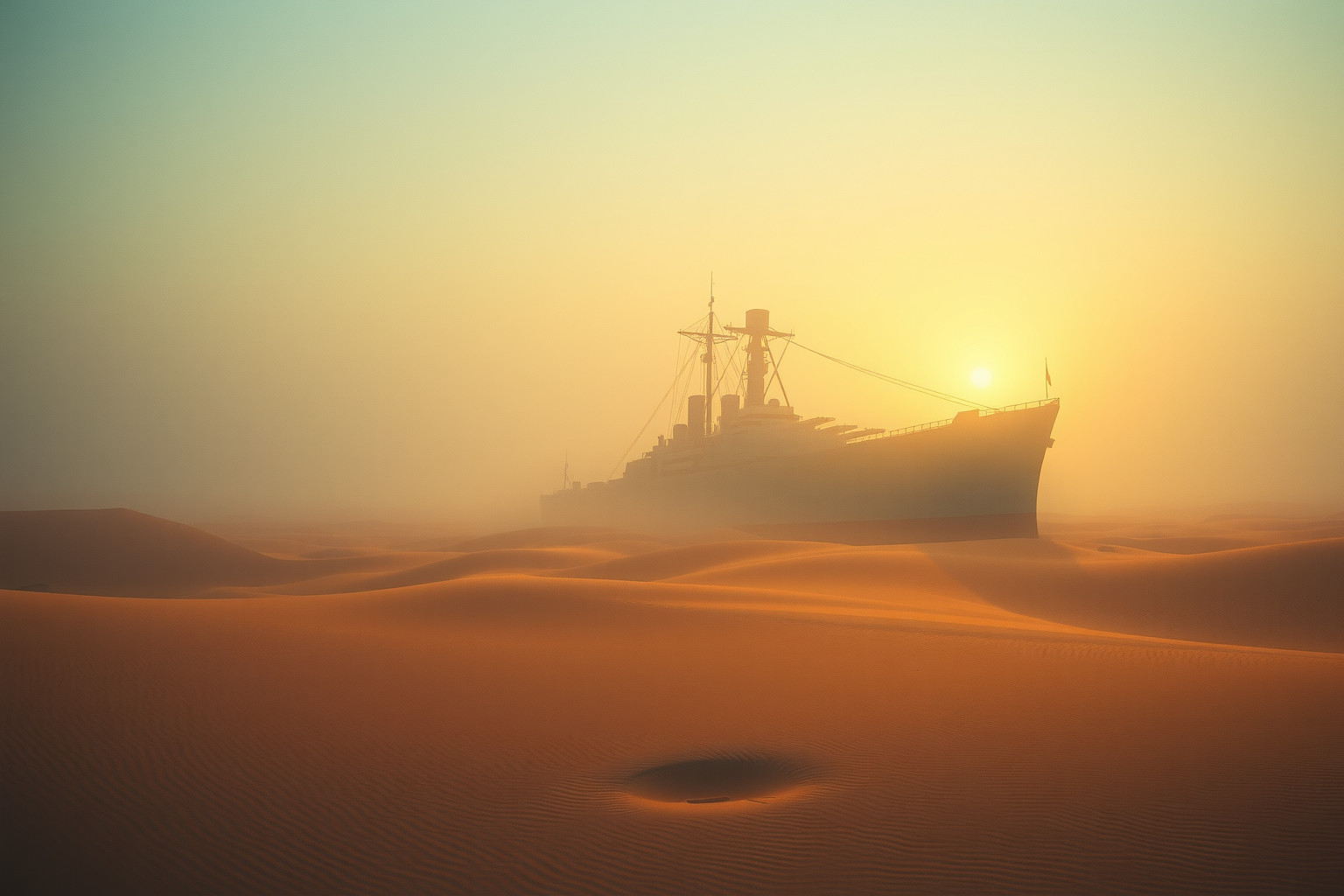 Sognare una nave corazzata nel deserto simboleggia isolamento e confusione.