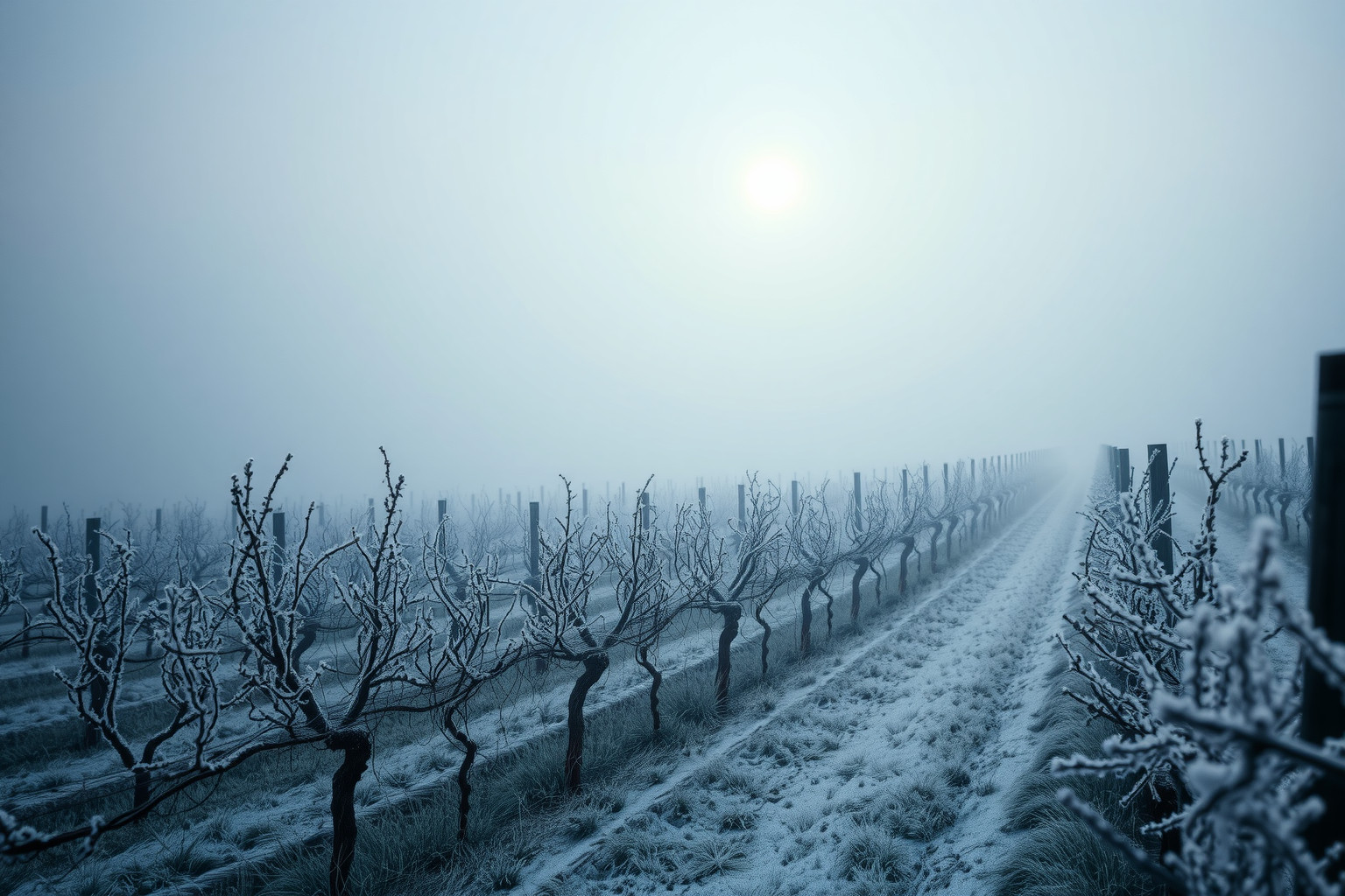 Sognare una vigna in inverno simboleggia riflessione e attesa paziente.