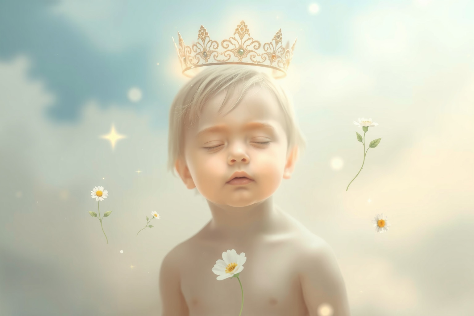 Sognare corona su bambino simboleggia innocenza e futuro promettente.