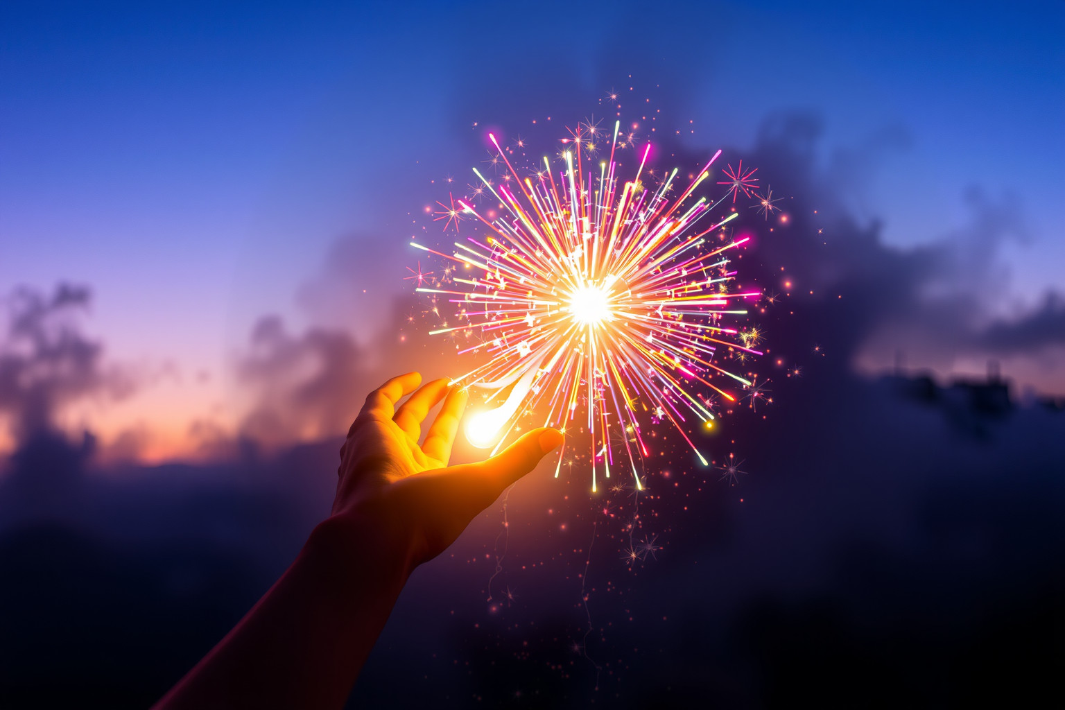 Sognare fuochi d'artificio simboleggia gioia e cambiamenti imminenti.