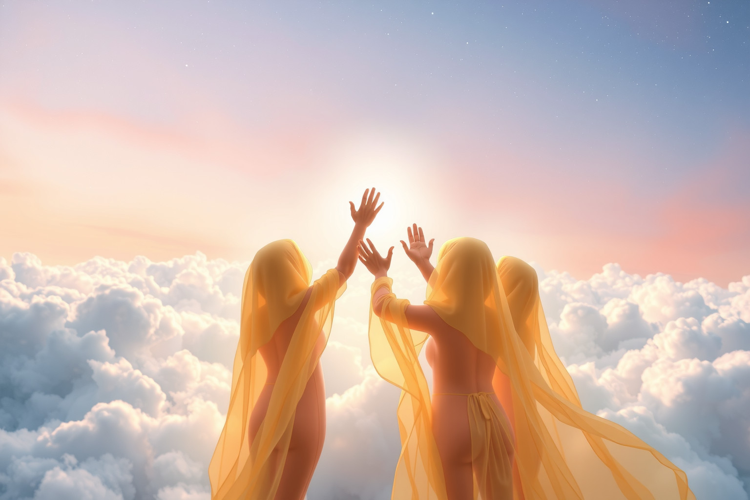 Sognare care persone nel cielo simboleggia pace e conforto eterno.