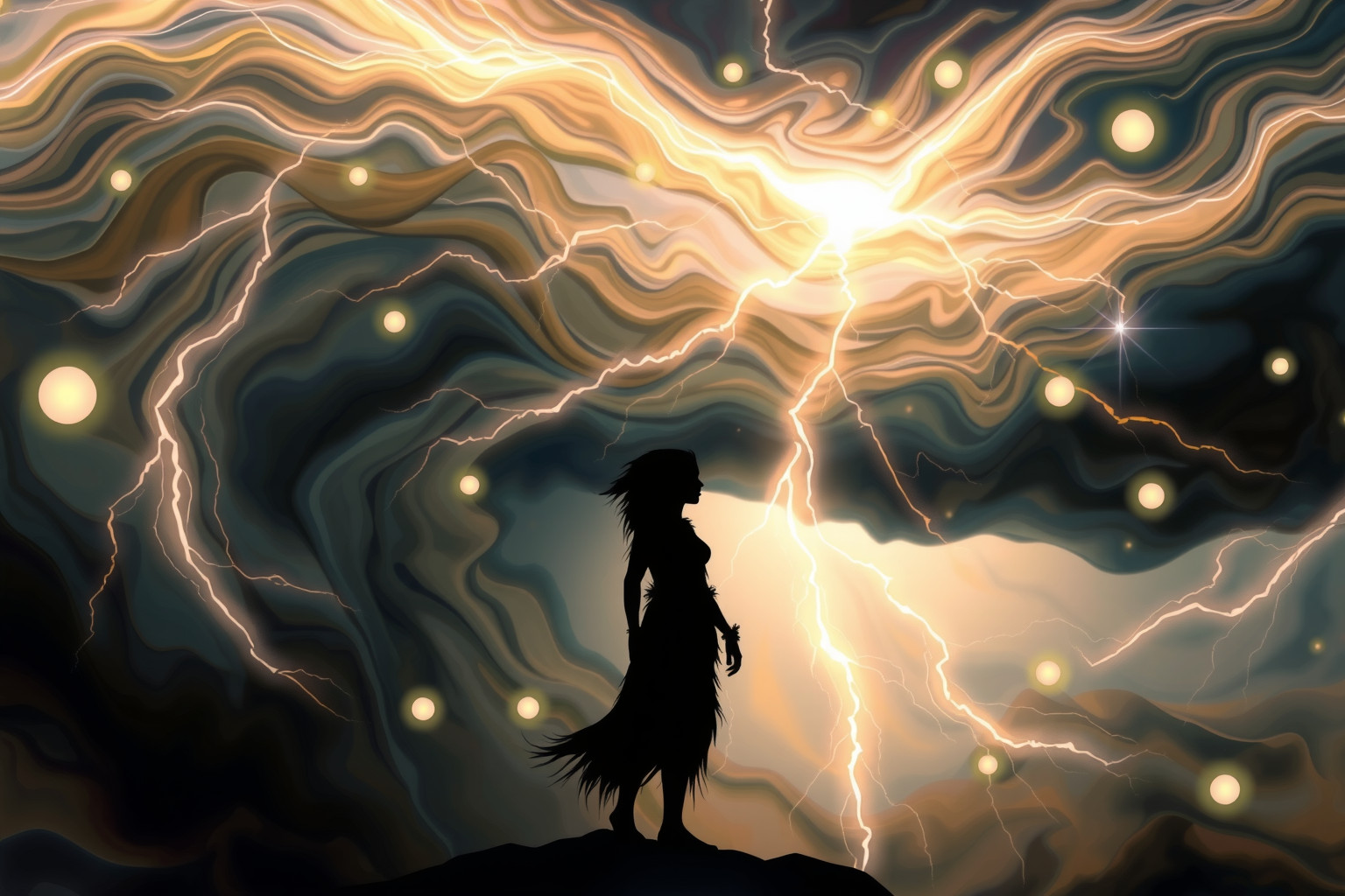 Sognare un aborigeno in tempesta simboleggia lotta interiore intensa.