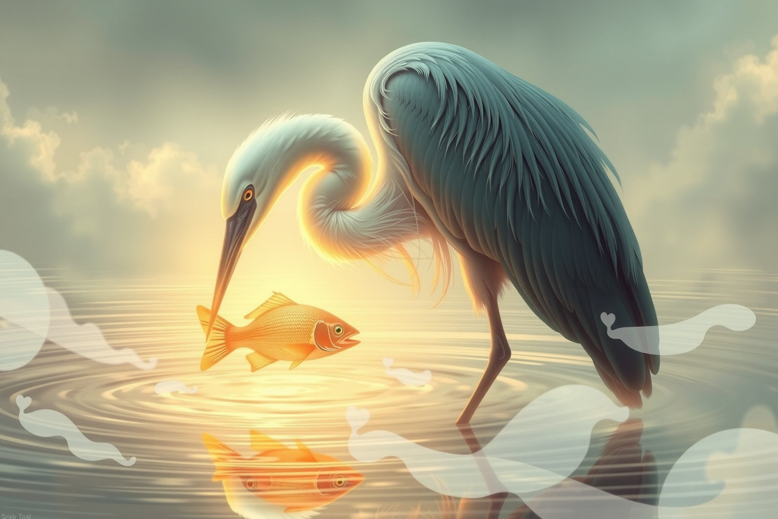 Sognare un airone con un pesce simboleggia successo e abbondanza.