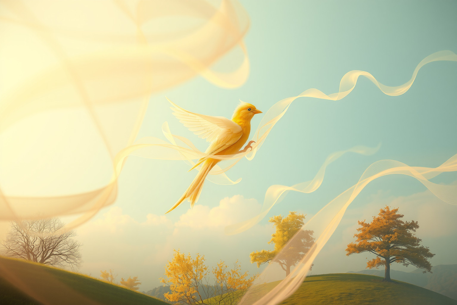 Sognare un canarino in natura simboleggia libertà e armonia interiore.