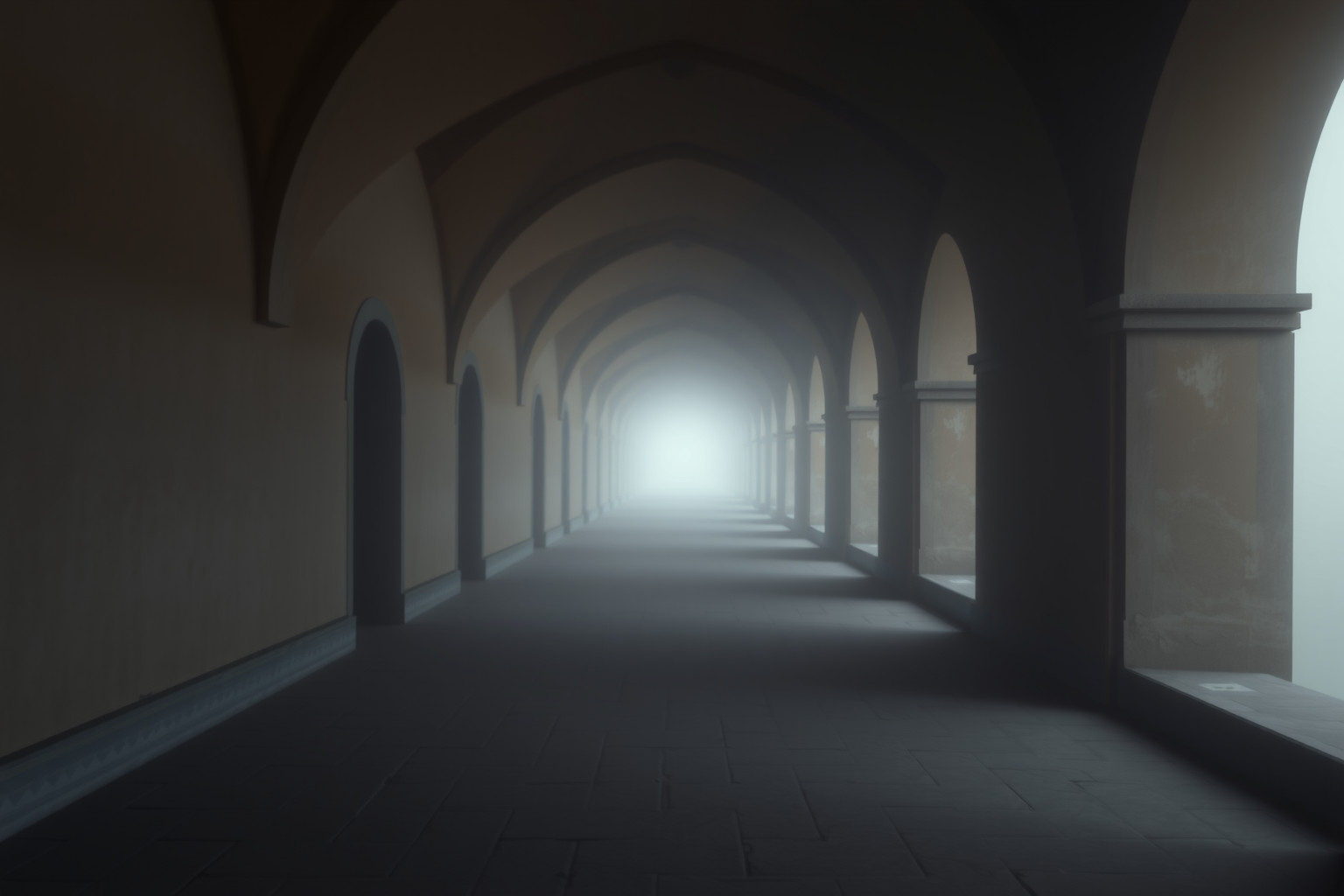 Sognare un corridoio monastico infinito simboleggia prigionia mentale profonda.
