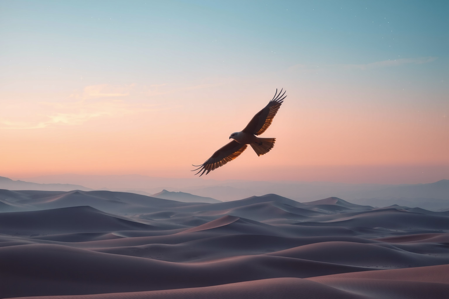 Sognare un falco nel deserto simboleggia forza e libertà interiore.