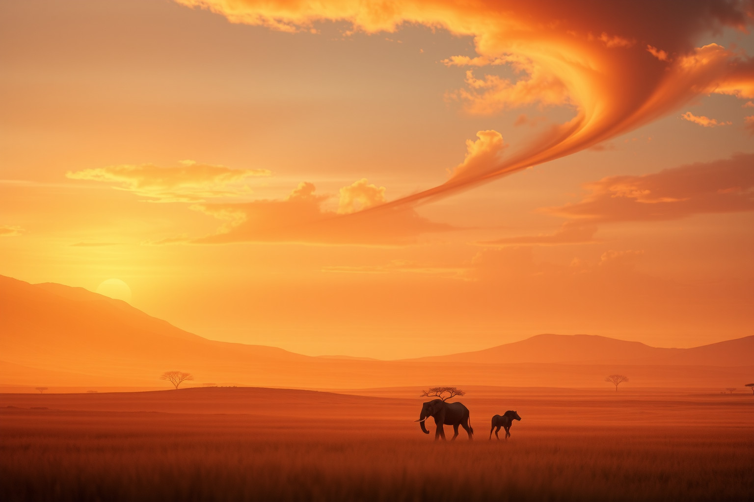 Sognare un tramonto in safari simboleggia pace e trasformazione interiore.