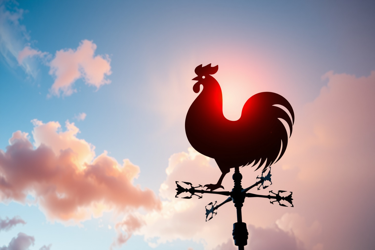 Sognare una banderuola con gallo simboleggia vigilanza e cambiamento imminente.
