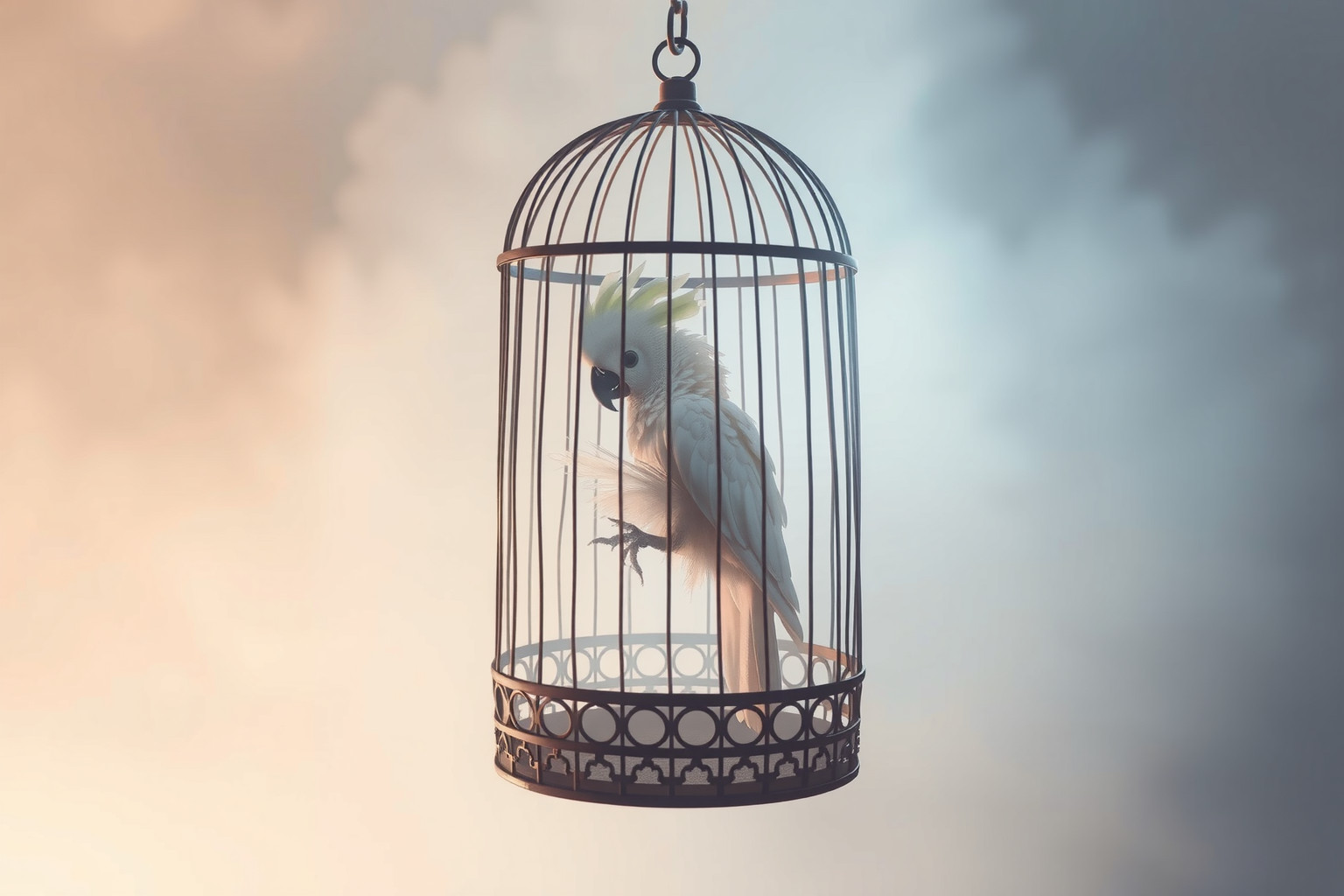 Sognare una cacatua in gabbia simboleggia desiderio di libertà limitato.