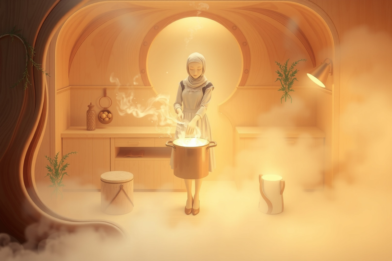 Sognare donna di campagna in cucina rustica simboleggia cura familiare.