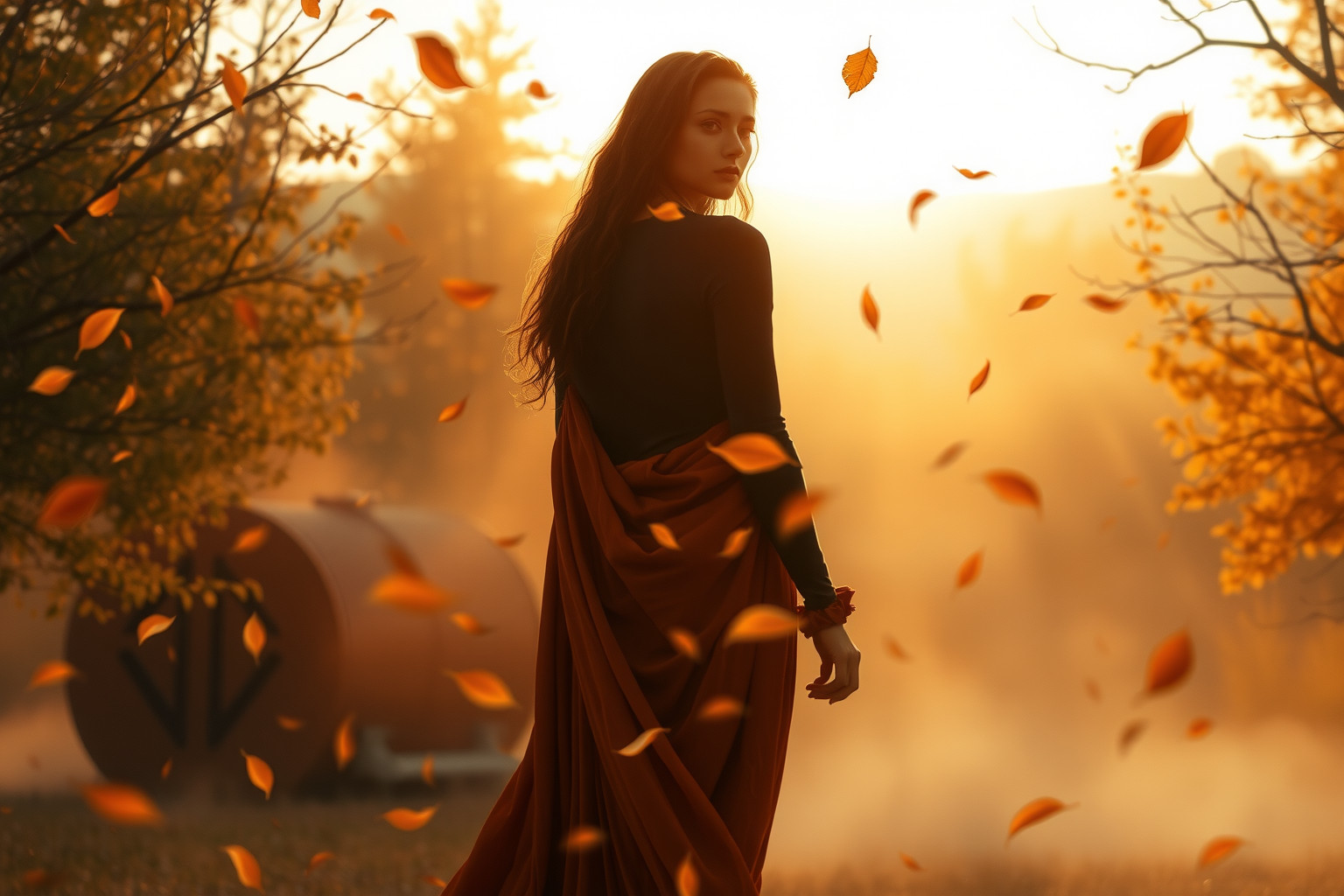 Sognare donna di campagna autunnale simboleggia cambiamento e nostalgia.
