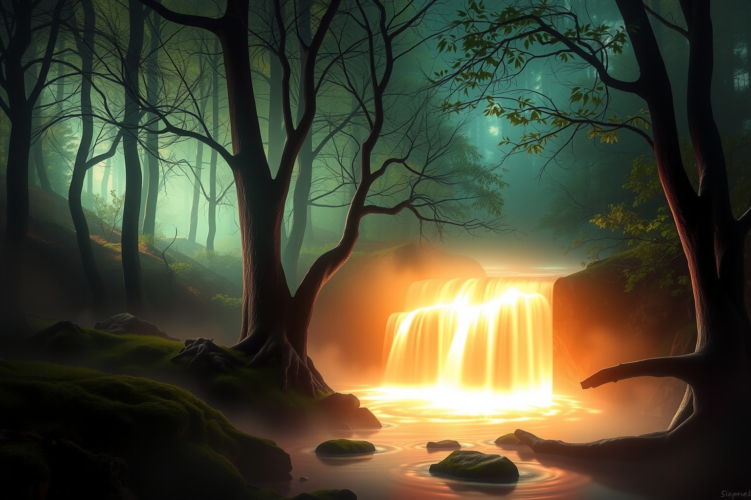 Sognare una cascata in foresta simboleggia rinnovamento e purificazione interiore.