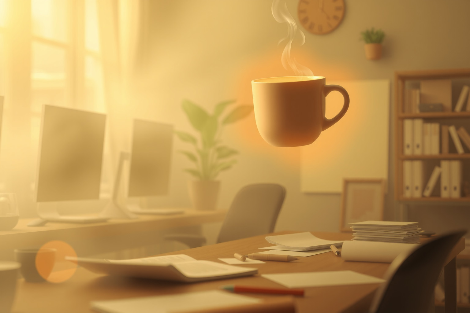 Sognare una tazza di caffè al lavoro indica energia e produttività.
