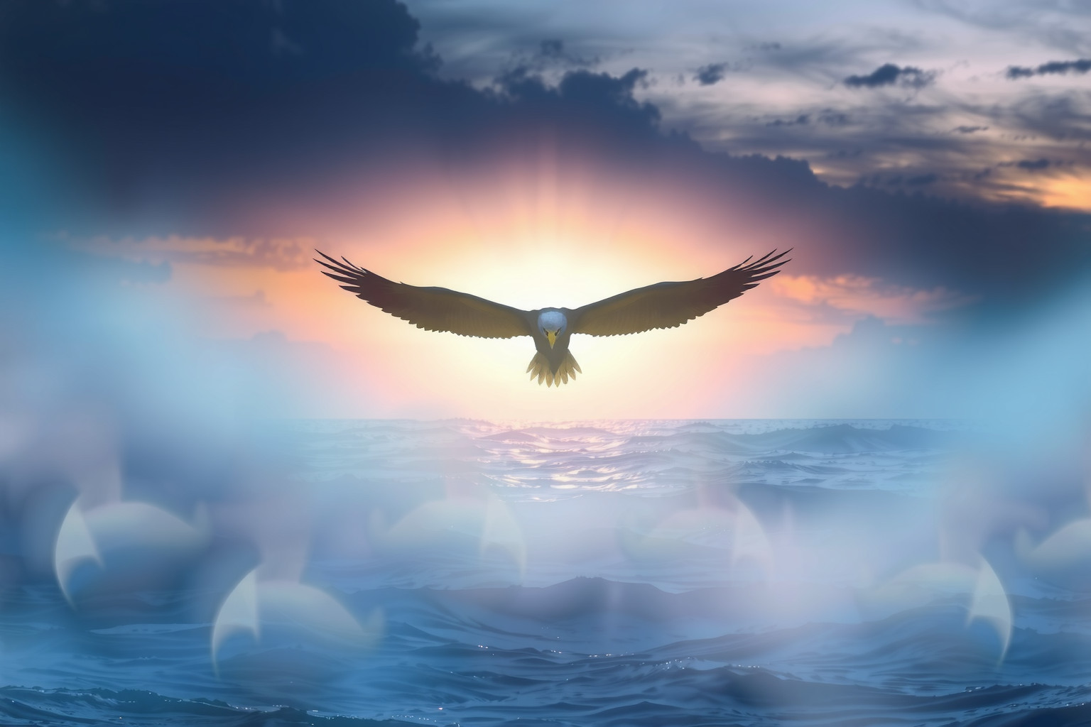 Sognare aquila sul mare simboleggia libertà e potere interiore.