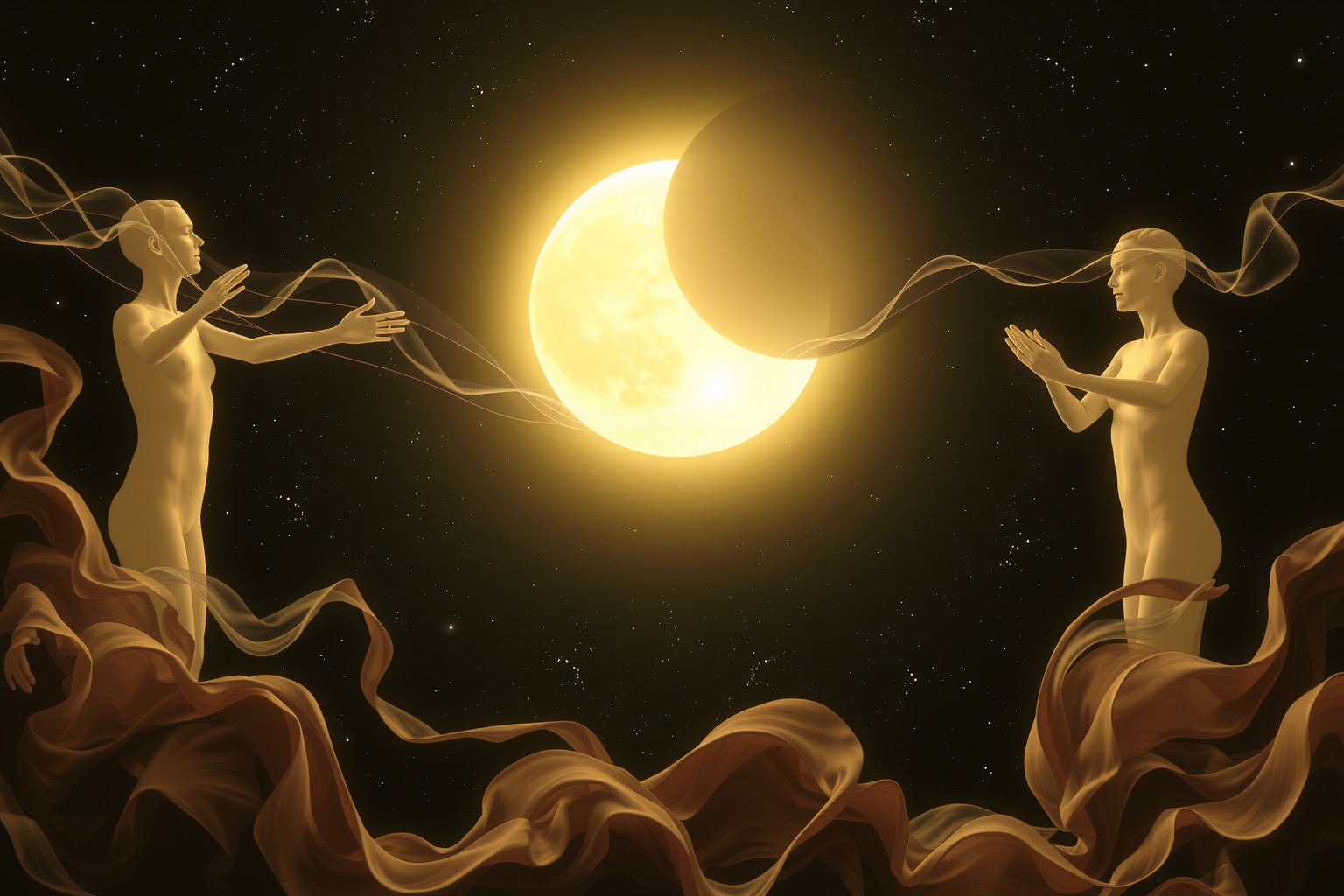 Sognare un'eclissi lunare con altri indica legami profondi e trasformativi.