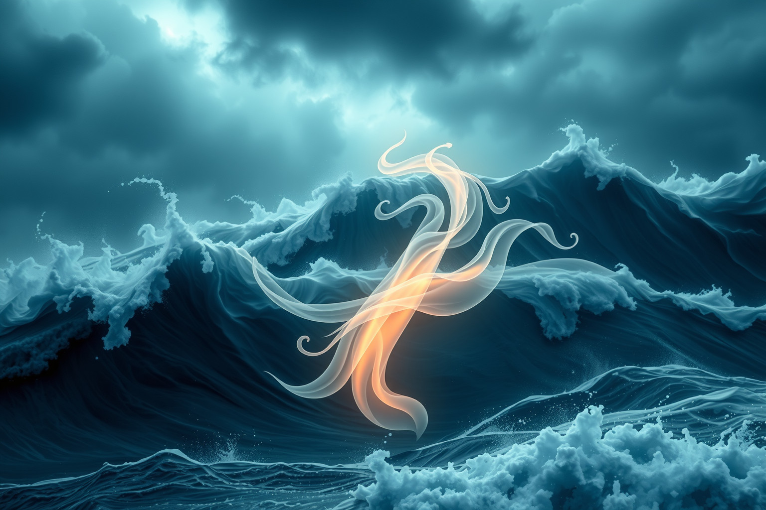 Sognare spirito d'acqua in mare tempestoso simboleggia emozioni travolgenti.