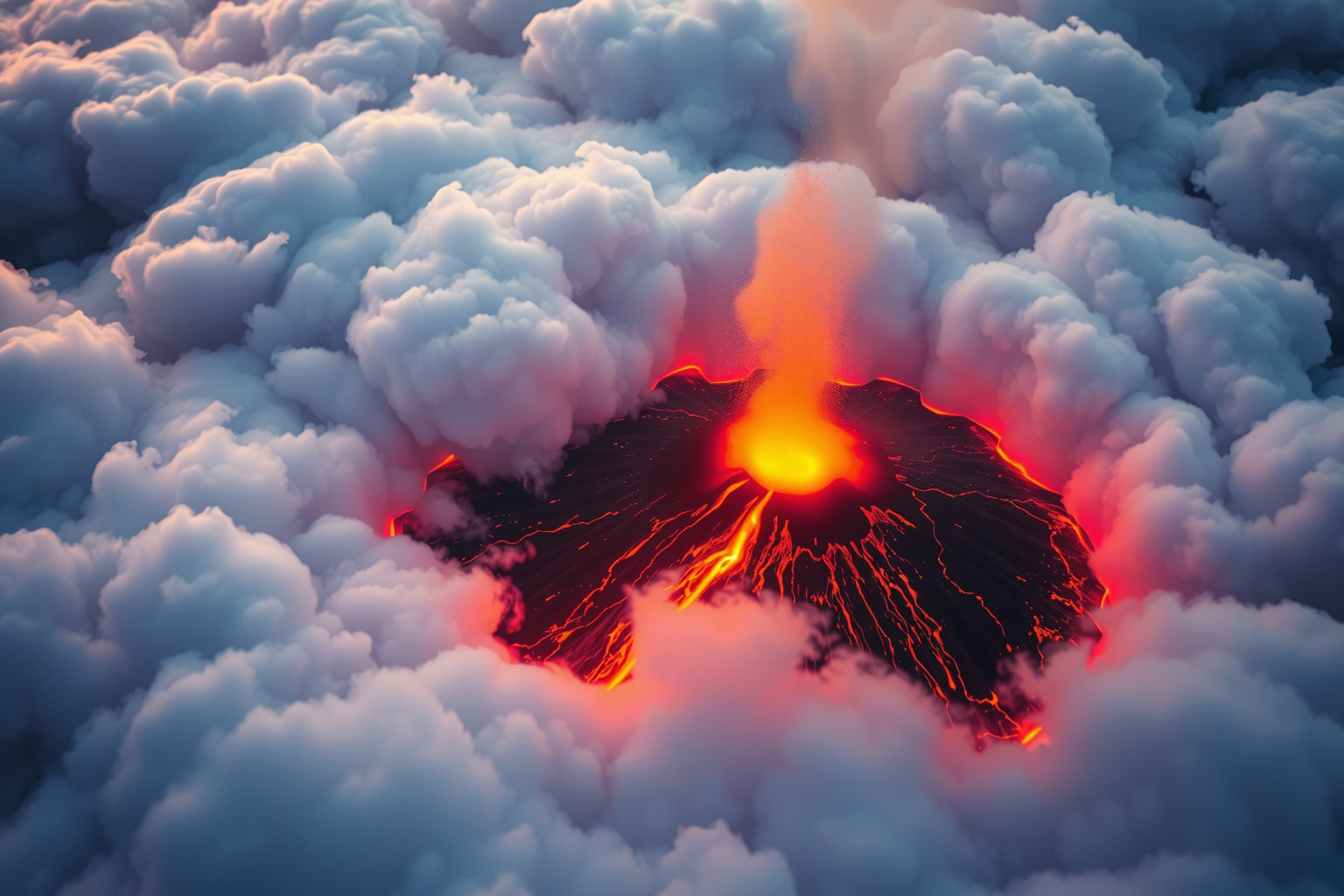 Sognare vulcano in eruzione dall’alto simboleggia emozioni intense represse.