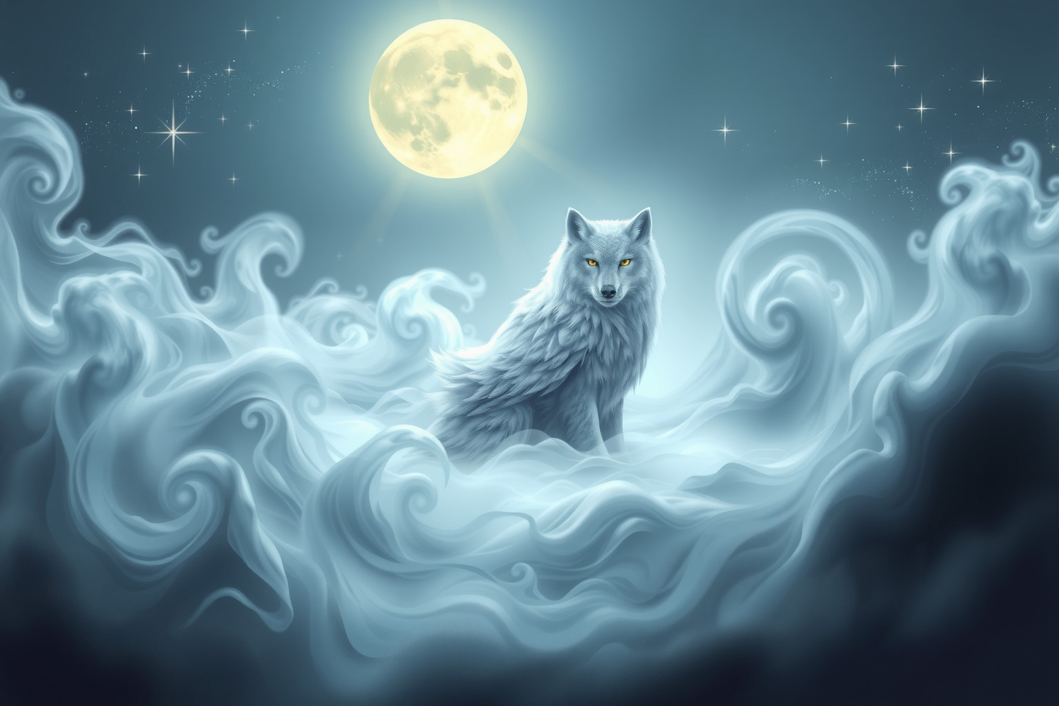 Sognare animale guida al chiaro di luna simboleggia protezione e saggezza.