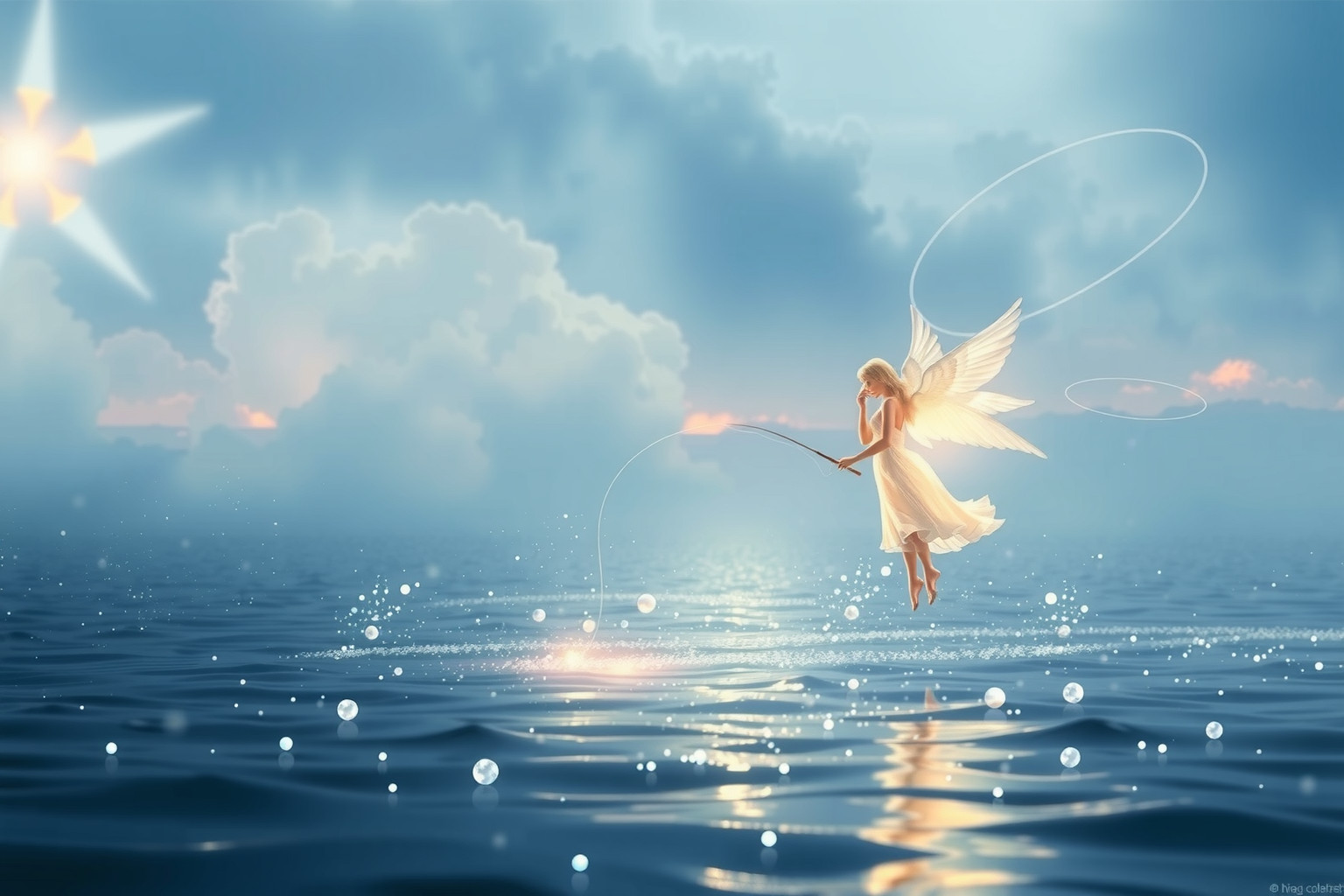 Sognare angeli che pescano simboleggia guida divina e speranza terrena.
