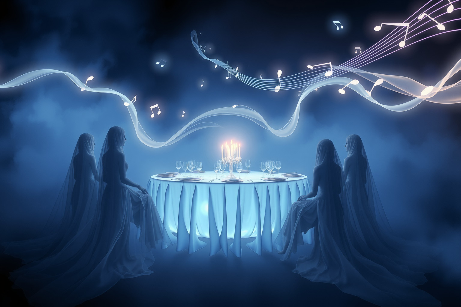 Sognare un banchetto funebre con musica indica trasformazione spirituale profonda.