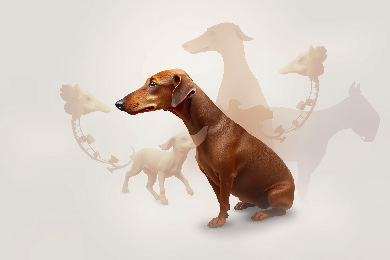Sognare un bassotto con altri animali riflette relazioni sociali intricate.