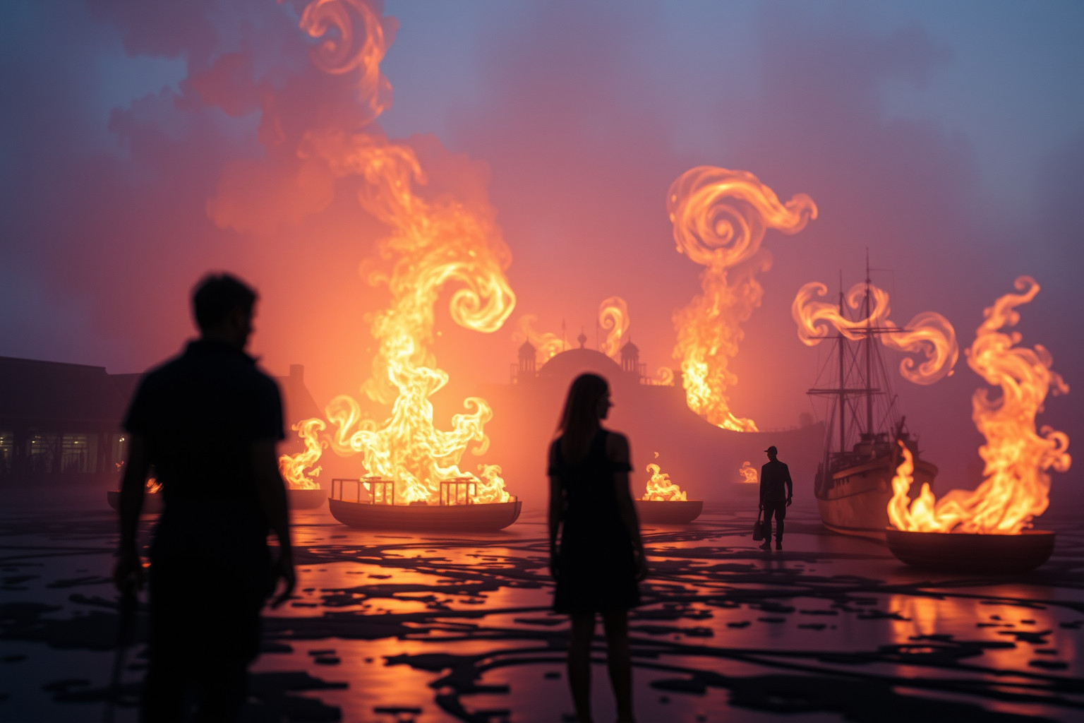 Sognare un cantiere navale in fiamme simboleggia ansia e perdita controllo.
