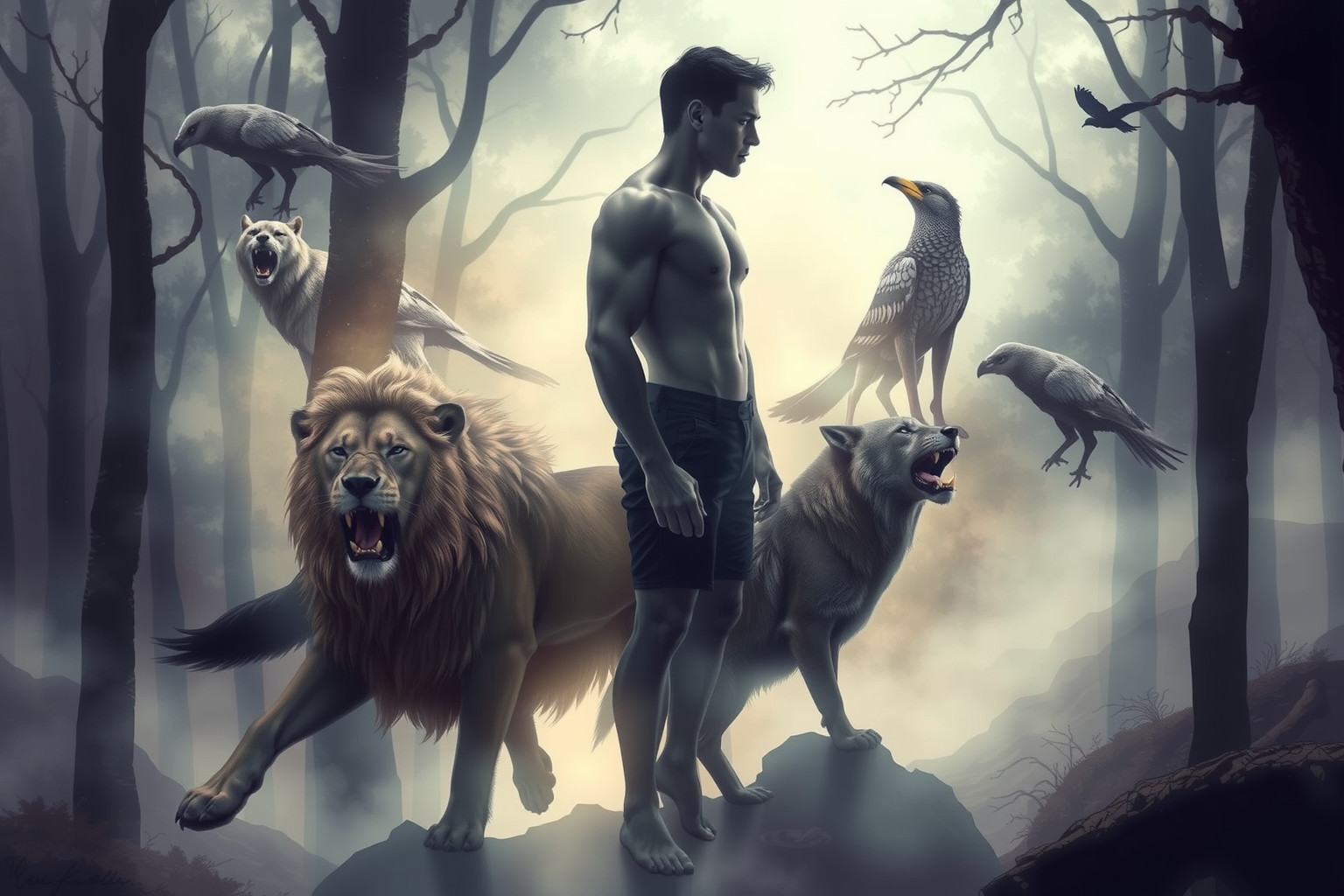 Sognare Ercole con animali evoca potere primordiale e armonia naturale.