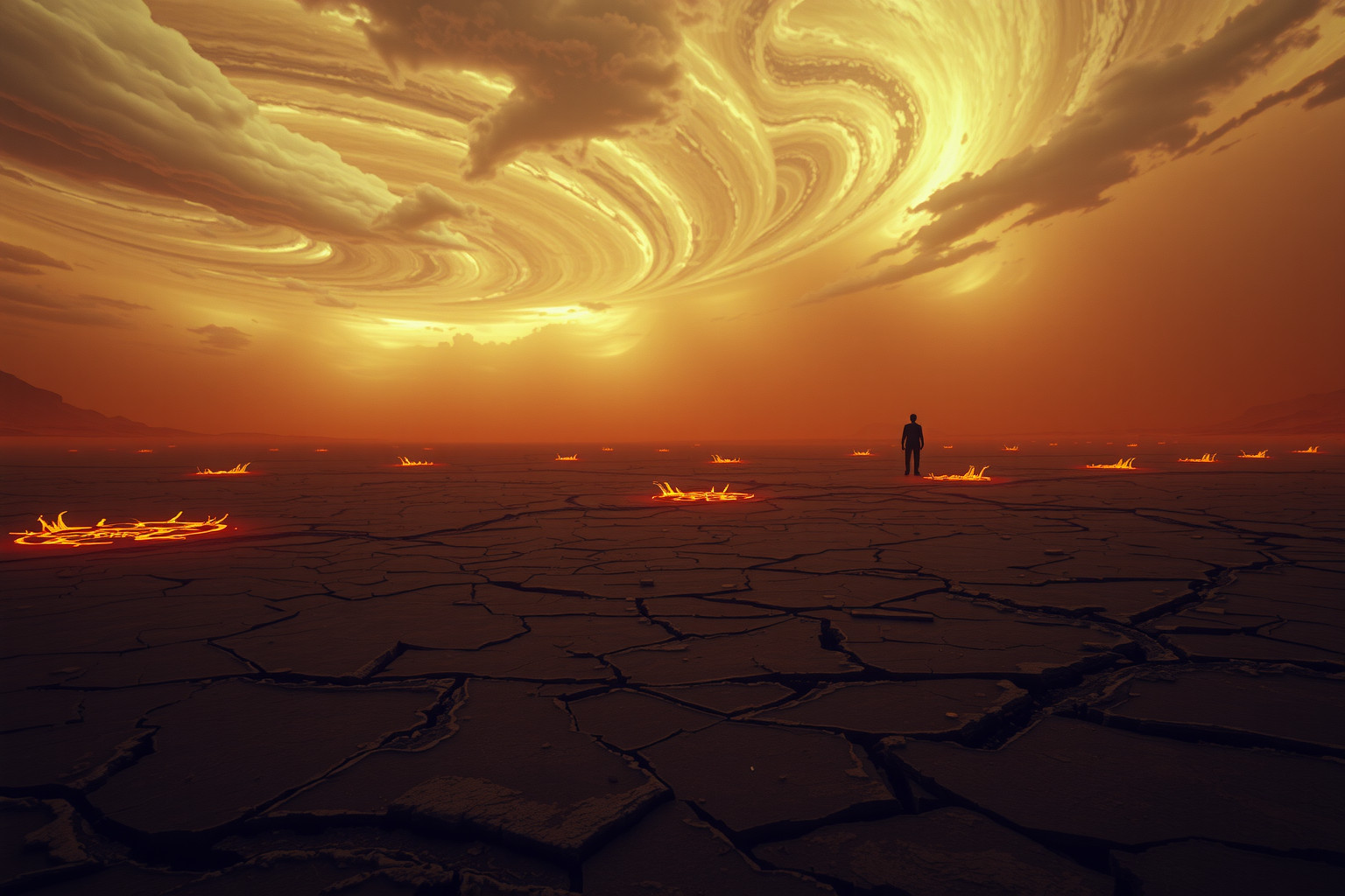 Sognare un inferno deserto simboleggia solitudine interiore e abbandono.