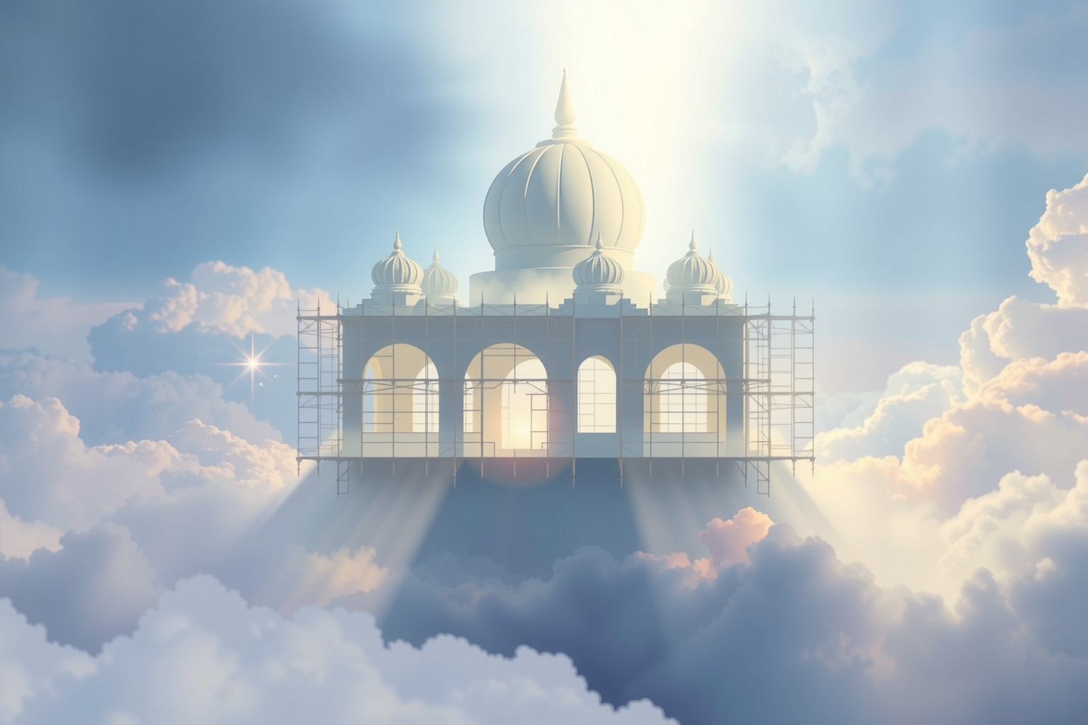 Sognare un tempio in costruzione simboleggia crescita spirituale imminente.